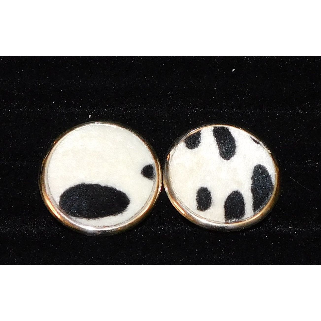 Other Vintage Fuzzy Animal Spot Black And White Earrings Size ONE SIZE - 4 Thumbnail