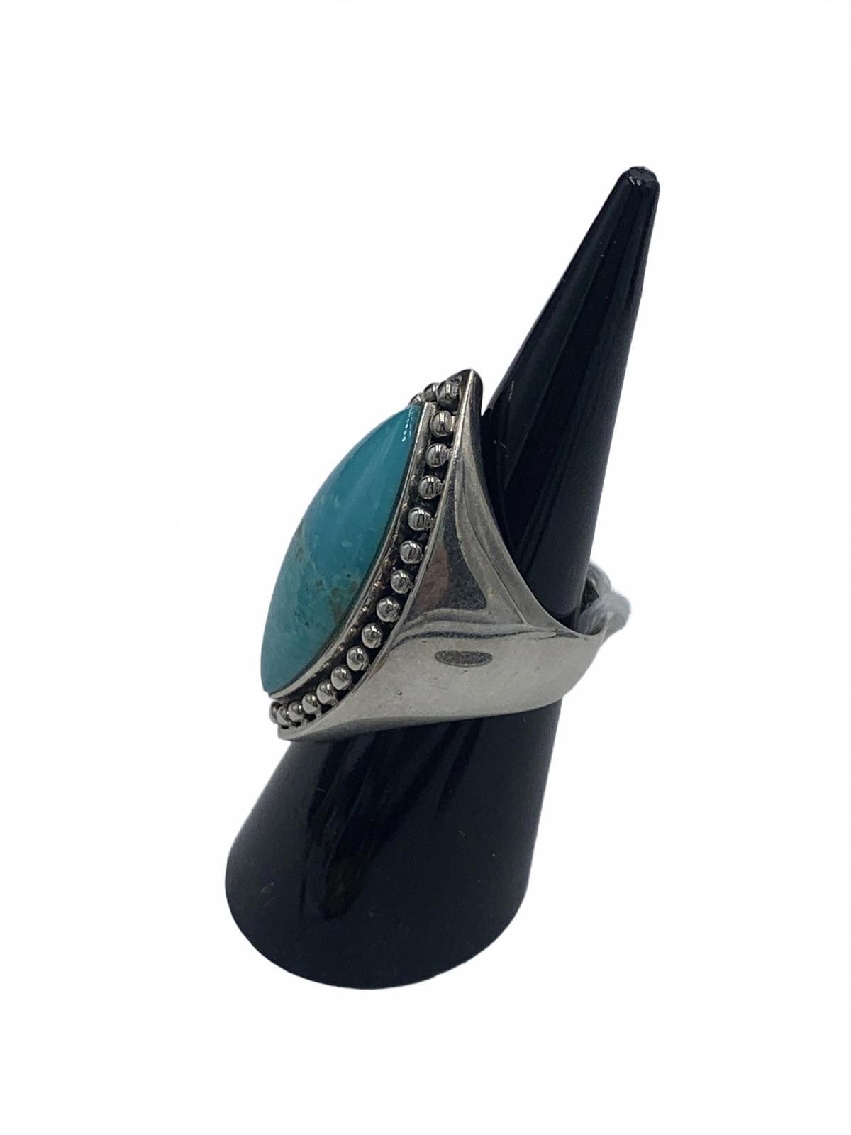 Other Sally C. Treasures Sterling Silver Turquoise Marquise Ring Size ONE SIZE - 3 Thumbnail