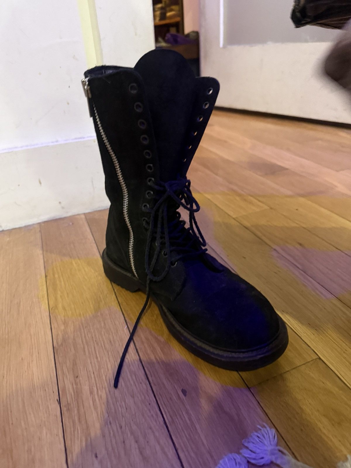 Rick Owens Rick Owens Reverse Leather Black Combat Boots Size US 9.5 / IT 39.5 - 3 Thumbnail