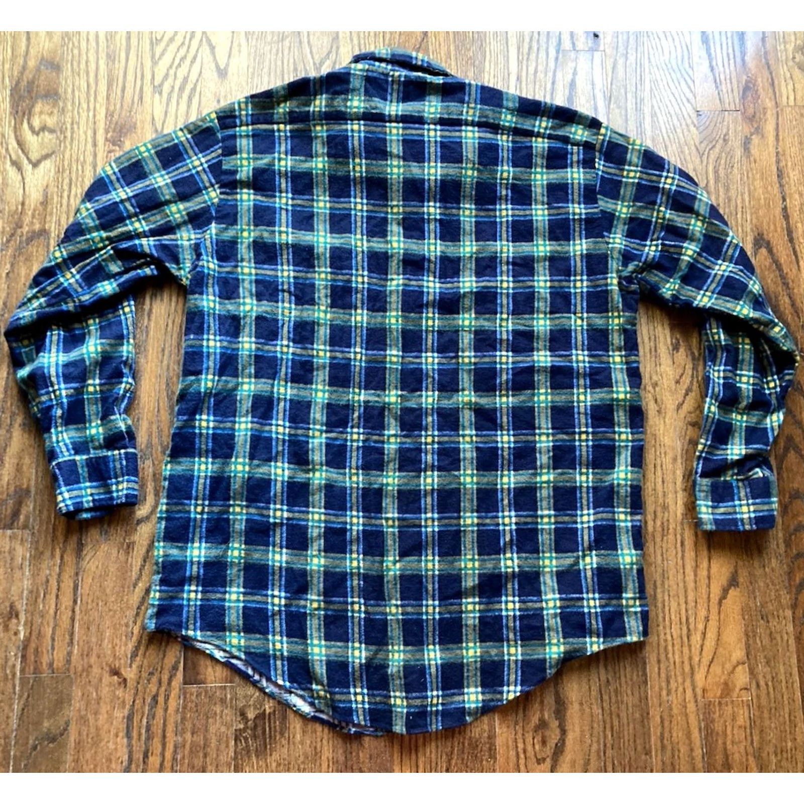Vintage VINTAGE J. C. Penney Flannel Shirt Mens Large Blue Plaid 80s Cotton Button-Up Long Sleeve Size US L / EU 52-54 / 3 - 8 Thumbnail