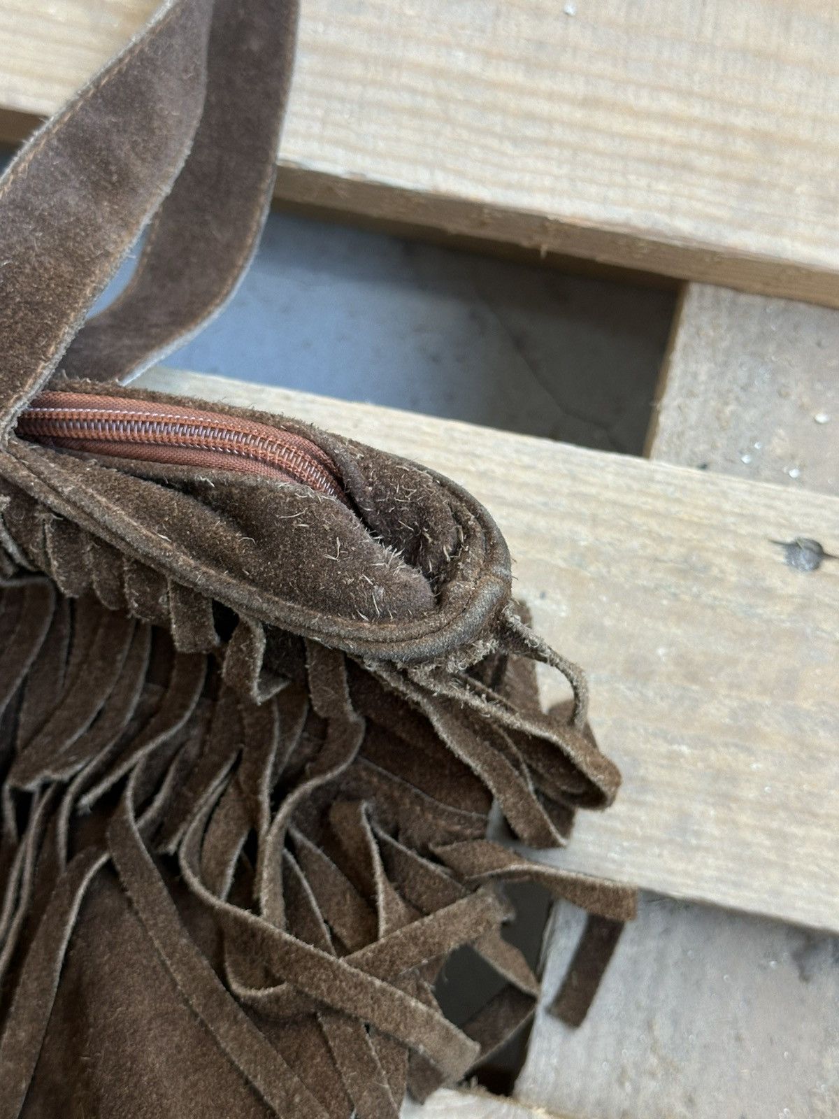 If Six Was Nine Vintage Suede Brown Fringe Western Handle Bag Size ONE SIZE - 6 Thumbnail