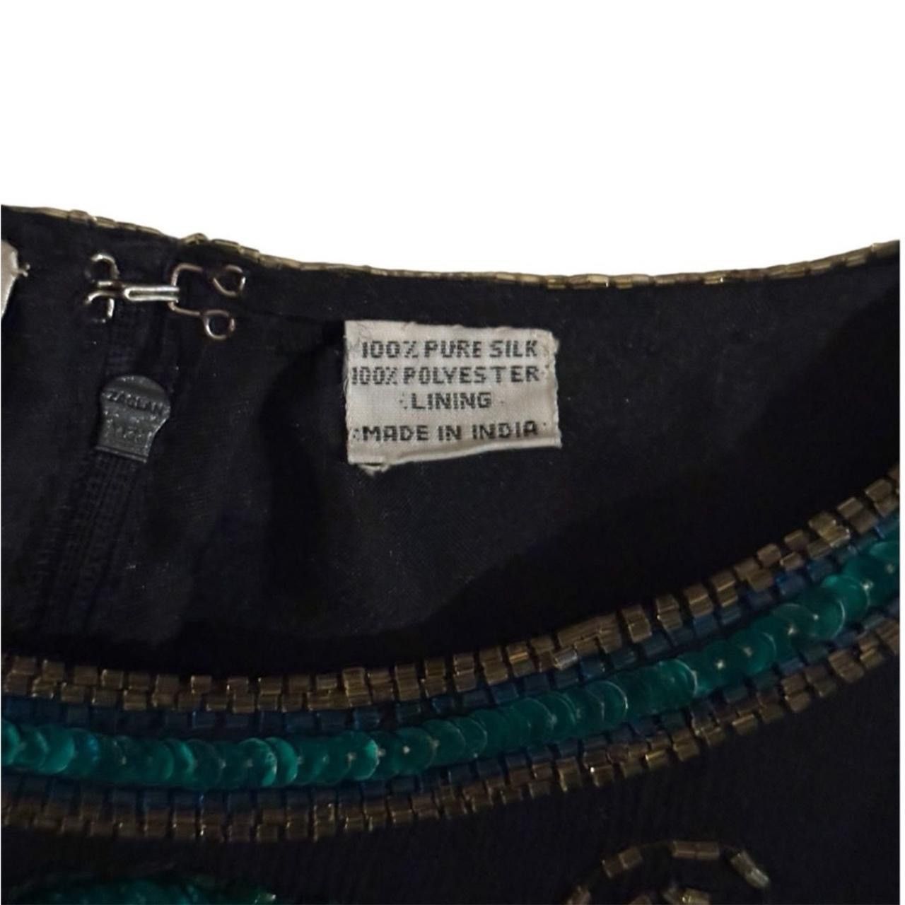 Other SCALA 80s Black Teal Silk Beads Sequins Floral Formal Blouse Size XL / US 12-14 / IT 48-50 - 8 Thumbnail