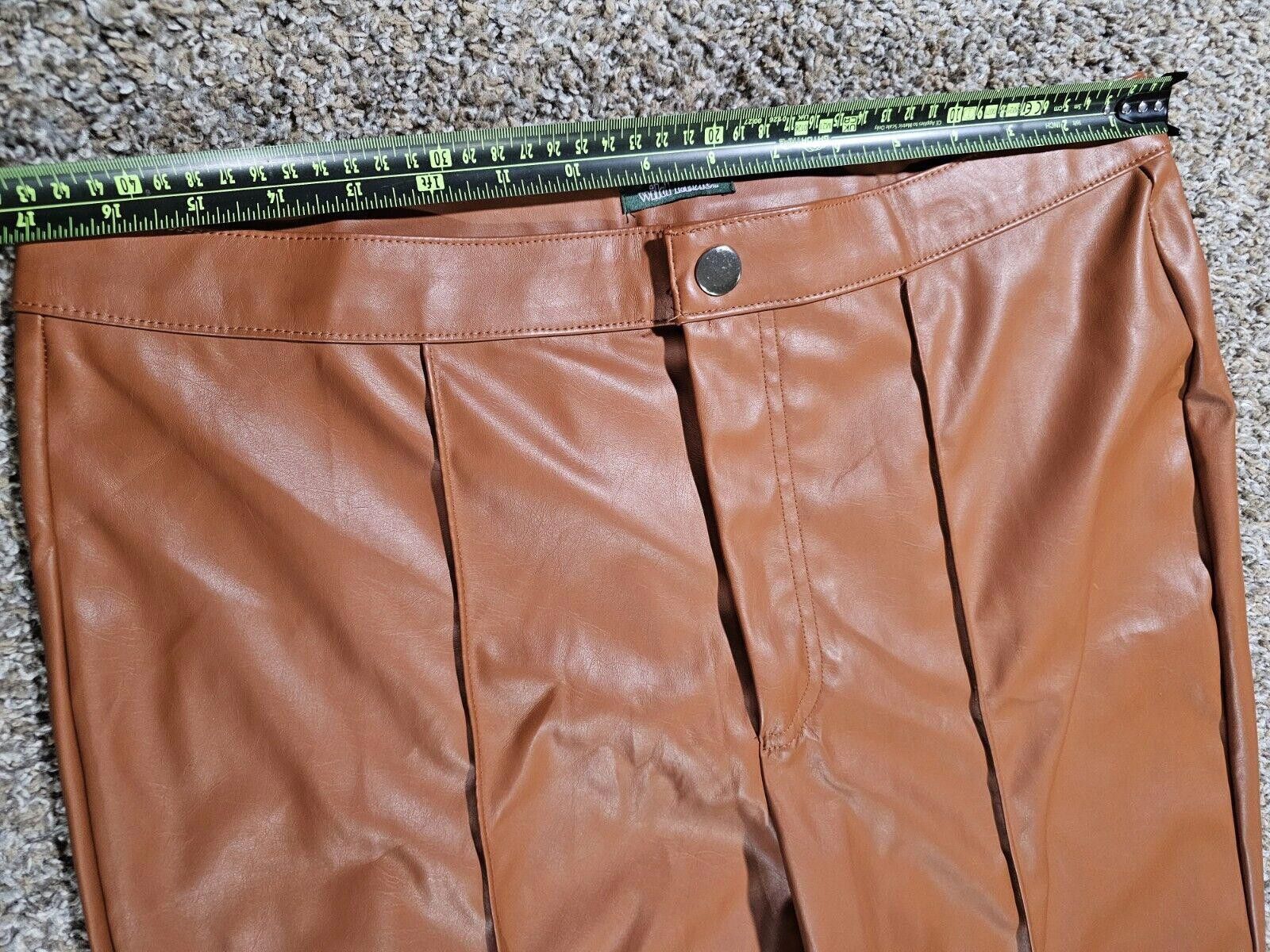Designer Wild Fable Pants 14 Faux Leather High Rise Flare Seamed NWT Size 36" / US 14 / IT 50 - 4 Thumbnail