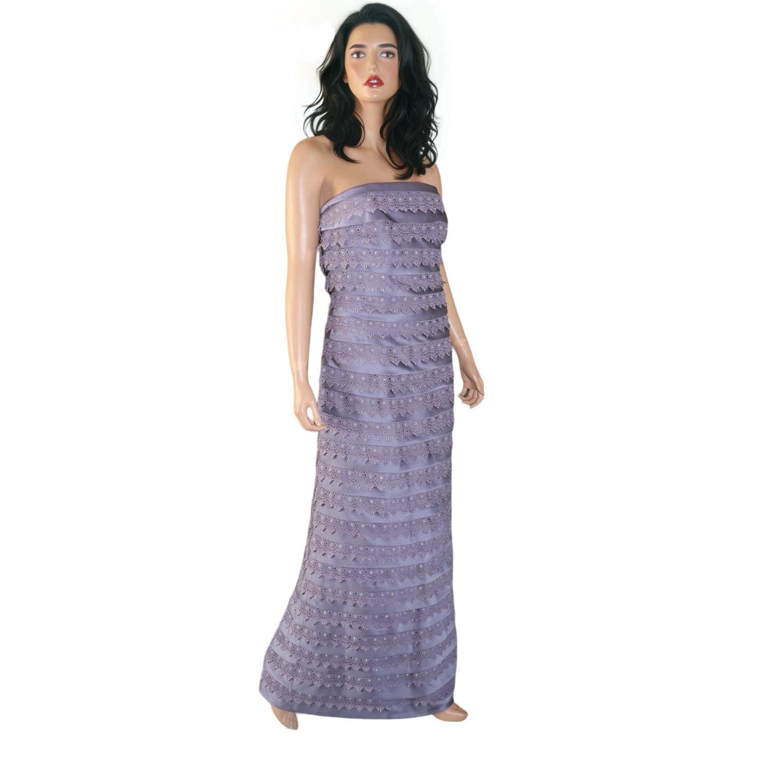 image of Designer Terani Couture Strapless Dress Size 12 in Purple, Women's