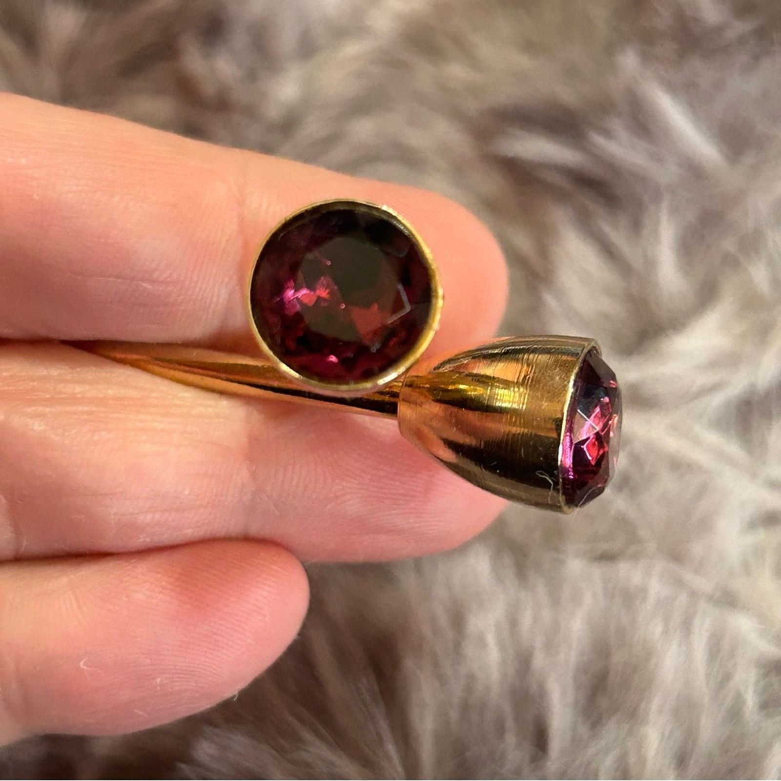 Vintage Vintage 70s faceted purple glass stone gold plated key fob Size ONE SIZE - 6 Thumbnail