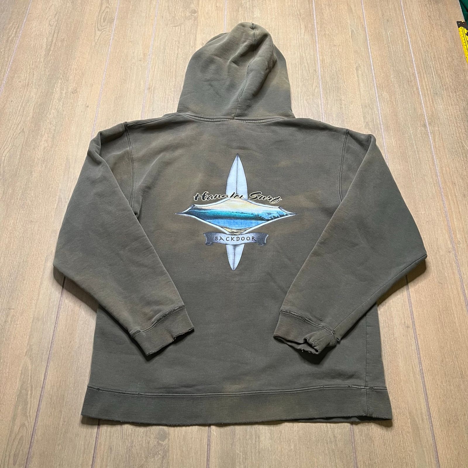 Vintage Vintage Y2K Hanalu Surf "Backdoor" hoodie Green Distress S Size US S / EU 44-46 / 1 - 1 Thumbnail
