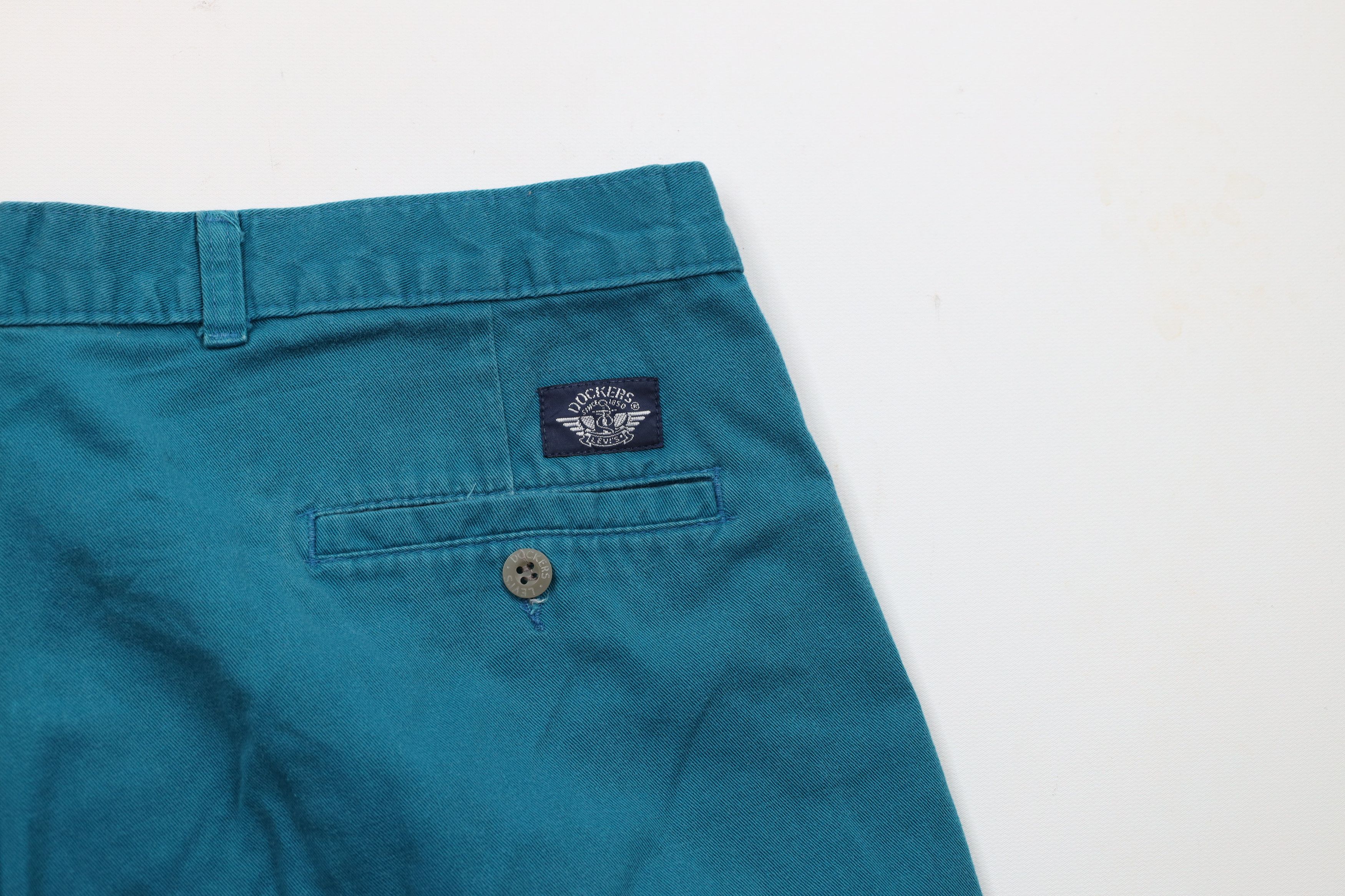 Vintage Vintage 90s Streetwear Above Knee Cotton Chino Shorts Teal Size US 34 / EU 50 - 9 Thumbnail