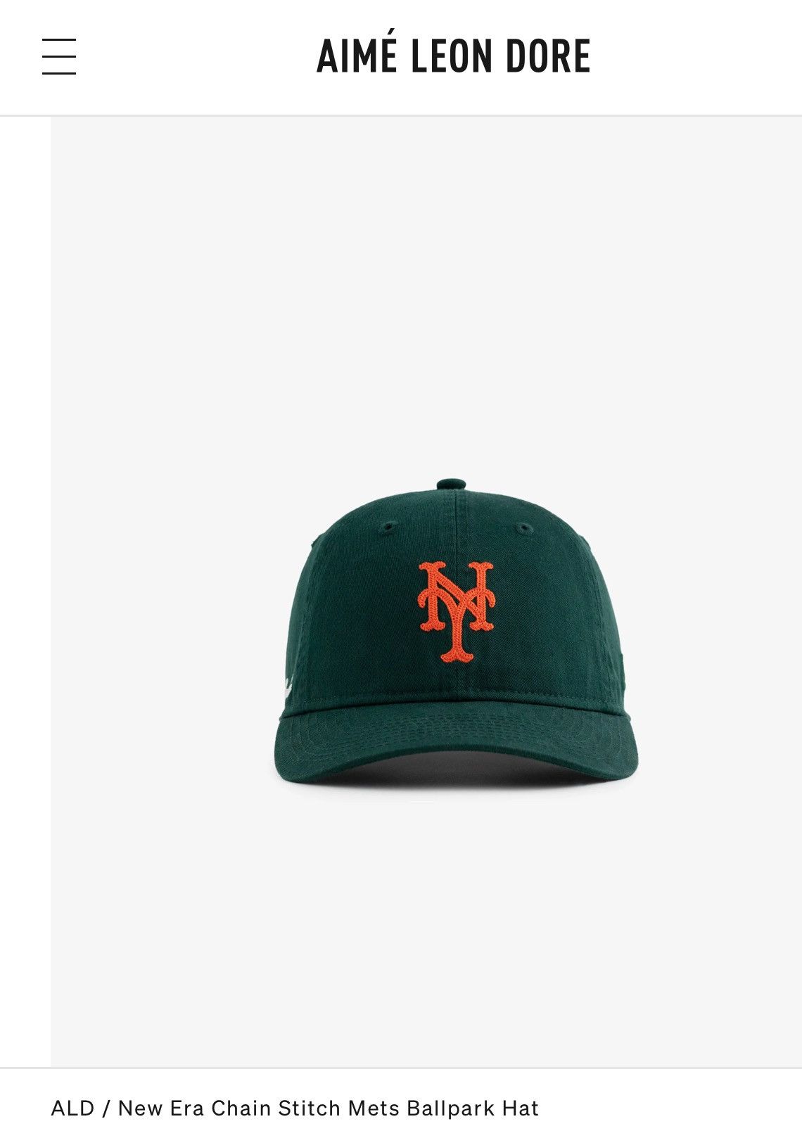 Aime Leon Dore × New Era NEW ALD x New Era Chain Stitch Mets Ballpark Hat Size ONE SIZE - 9 Thumbnail