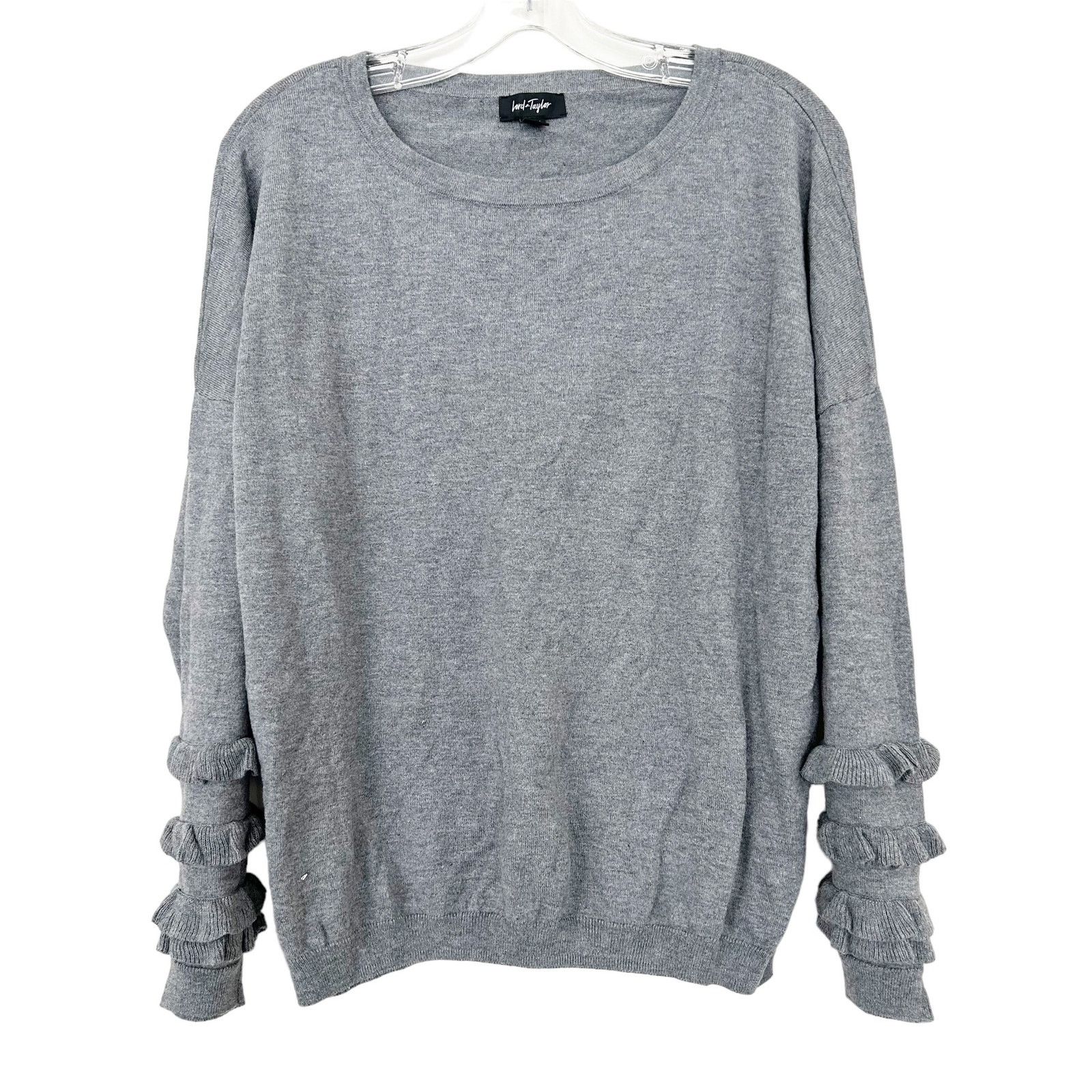 Lord & Taylor Lord & Taylor Gray Ruffle Sleeve Sweater Sz S Size S / US 4 / IT 40 - 5 Thumbnail