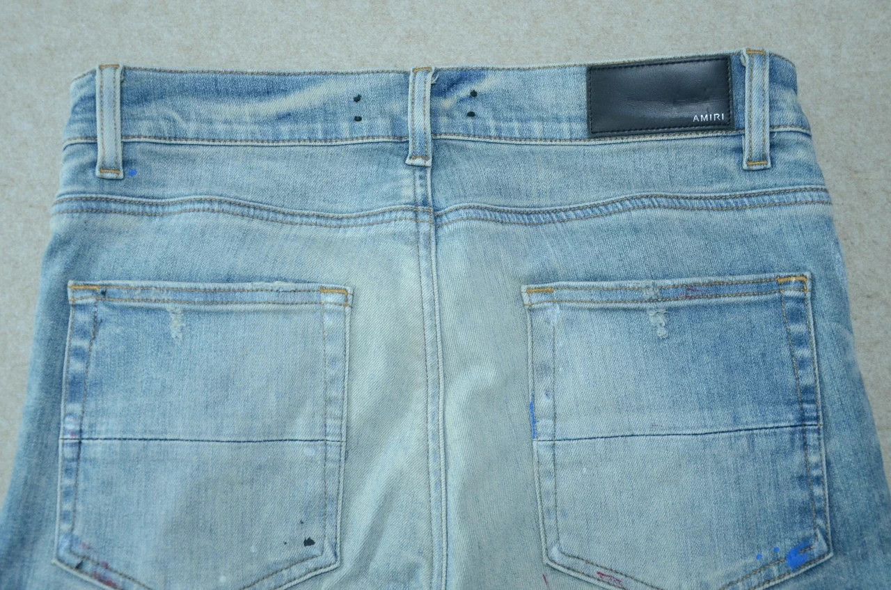 Amiri Amiri Blue Washed Splatter Dye Distressed Jeans 33 Size US 33 - 9 Thumbnail
