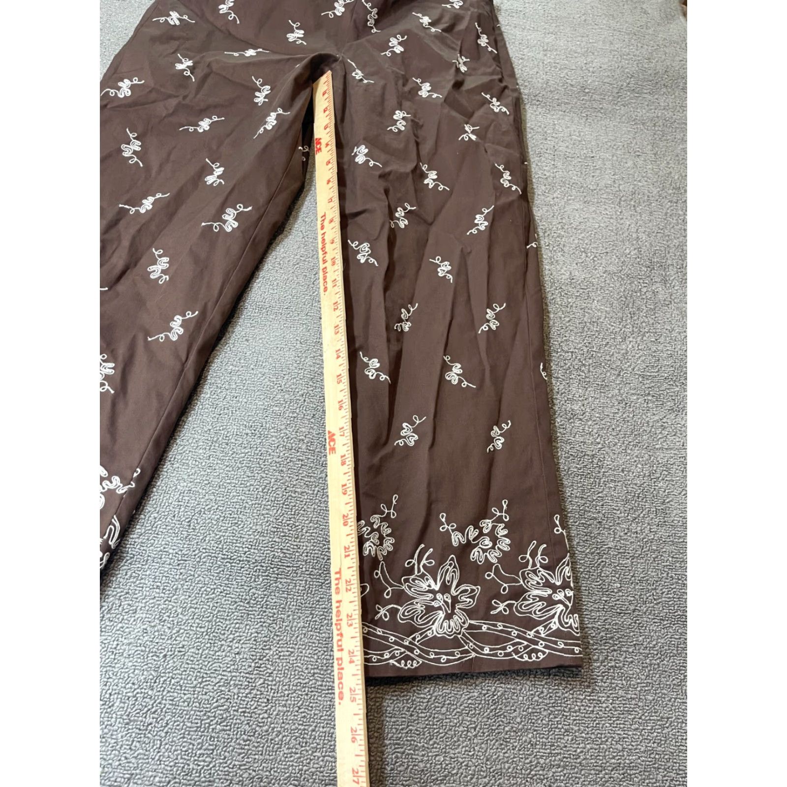 Jones New York Jones New York Pants Womens Size 6 Brown Floral Pattern Straight Leg Ankle Front Flat Pockets Casual Size 28" / US 6 / IT 42 - 2 Thumbnail