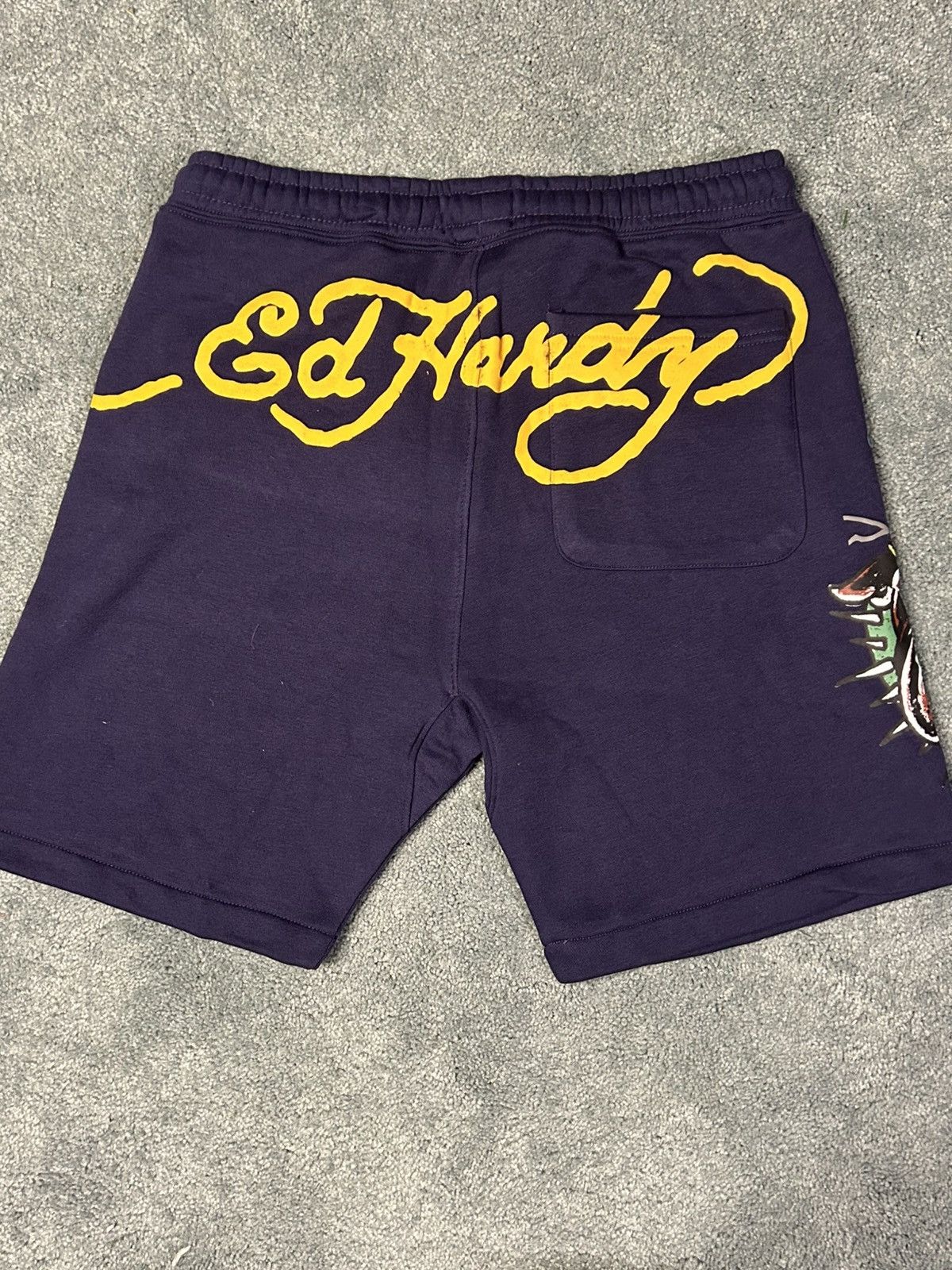 Ed Hardy NWT Mens Ed Hardy Navy Blue Fleece Bulldog Graphic Shorts Size US 32 / EU 48 - 2 Thumbnail