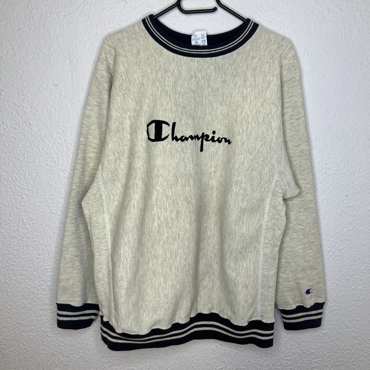 Champion × Vintage Champion Vintage Sweatshirt 80s Reverse Weave Script Logo Size US XL / EU 56 / 4 - 2 Thumbnail