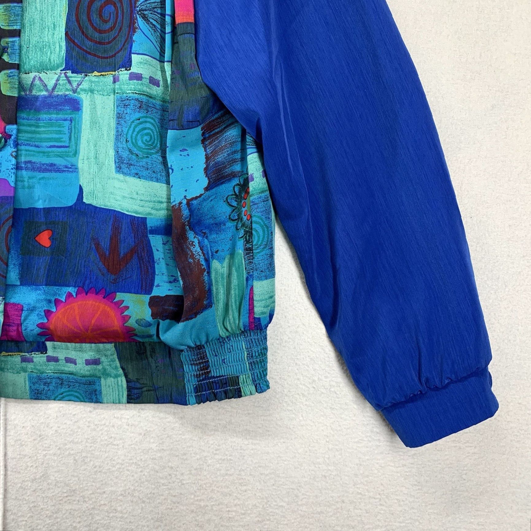 Vintage VINTAGE L ‘Gante PETITES Vibrant Hearts Stars Print Long Sleeve Button-Up 80s Polyester Shirt Size 12P Blues Women Size XL / US 12-14 / IT 48-50 - 5 Thumbnail