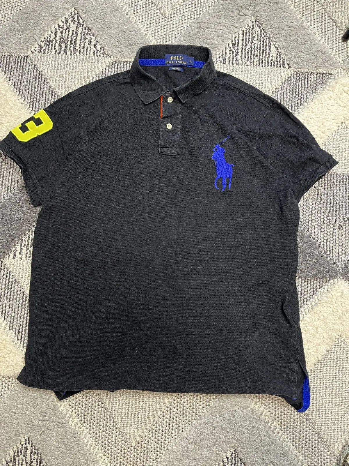 Polo Ralph Lauren Vintage Polo Ralph Lauren Black Custom Fit Polo Shirt Size US L / EU 52-54 / 3 - 1 Thumbnail