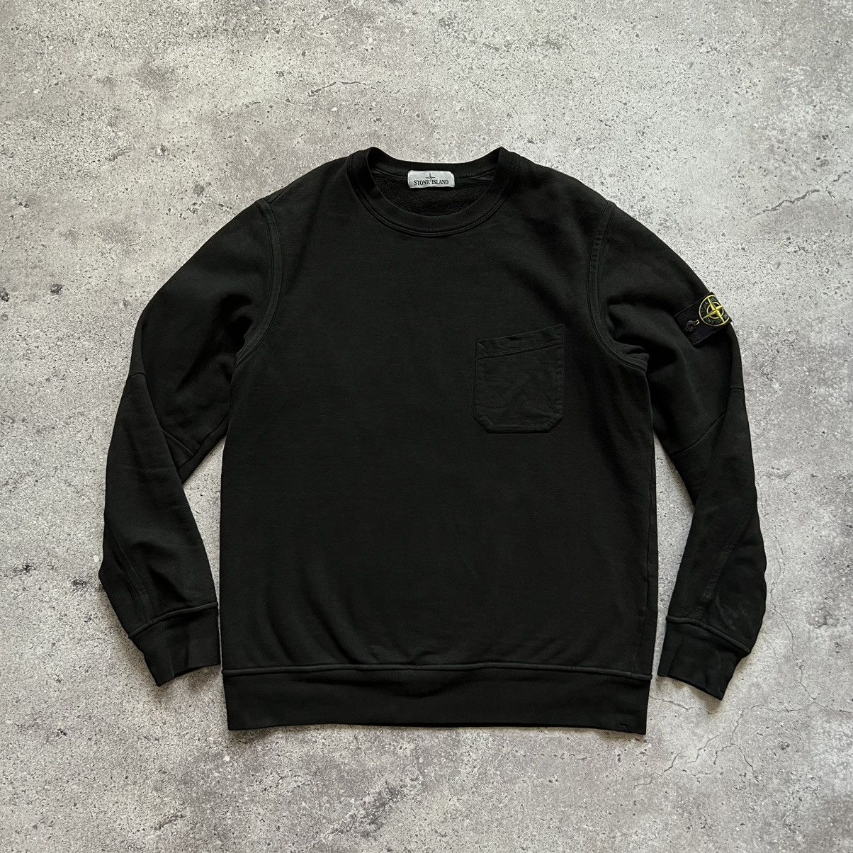 image of Italian Designers x Stone Island Crewneck Sweatshirt Pocket in Black, Men's (Size XL)