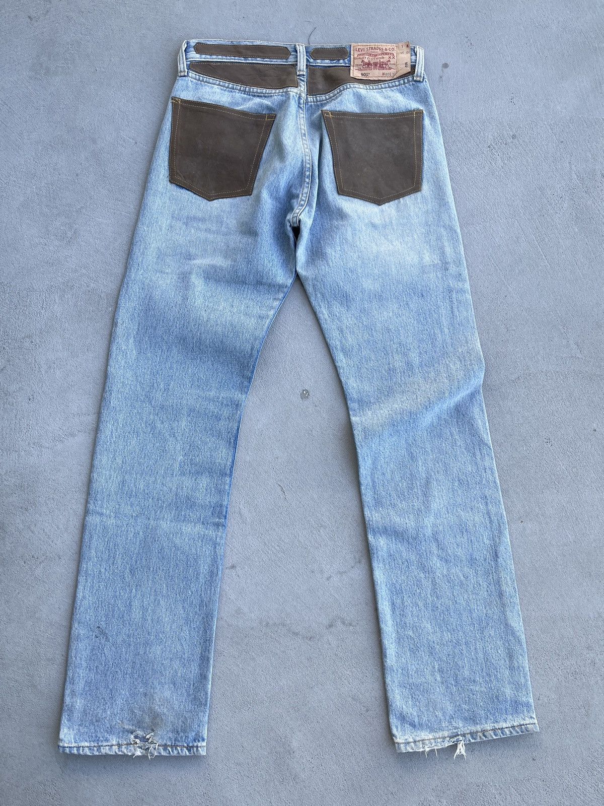 Handmade Crazy 00s Levi's Japan 501 Handmade Leather Patch Denim Size US 30 / EU 46 - 4 Thumbnail
