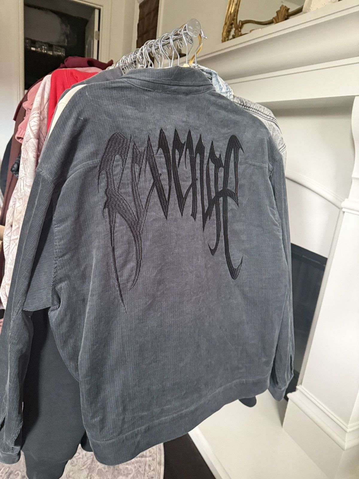 Revenge Revenge Embroidered Black Corduroy Jacket Size US XL / EU 56 / 4 - 2 Thumbnail