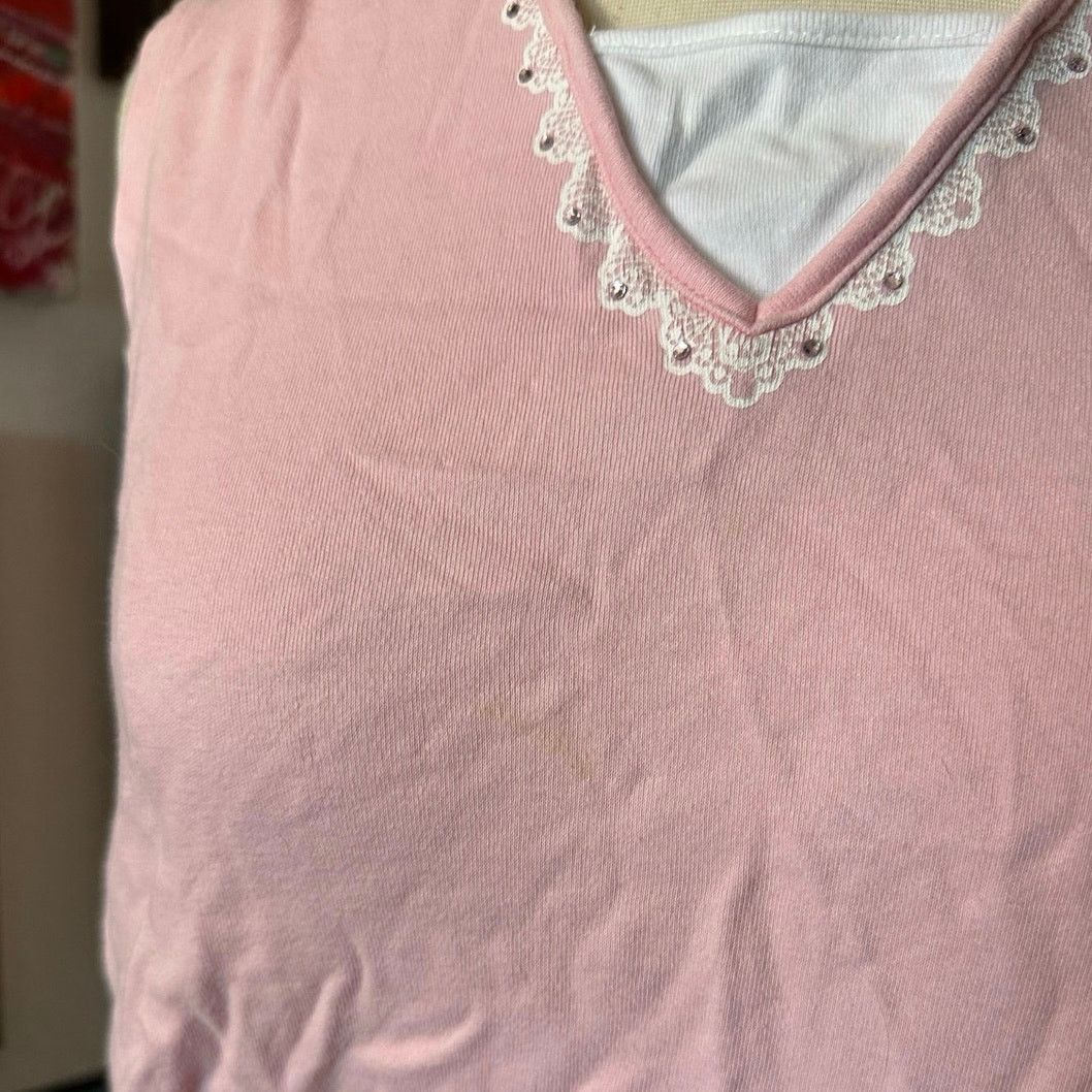 Basic Editions stained basic editions pink white tank top Size L / US 10 / IT 46 - 2 Thumbnail