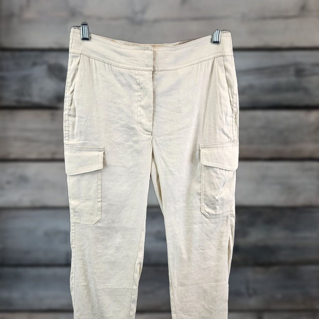 Vintage Chico's Womens Cargo Ankle Pants Sz 0 Tall Beige Linen Blend Mid Rise Inseam 29 Size 25" / US 0 / IT 36 - 1 Thumbnail
