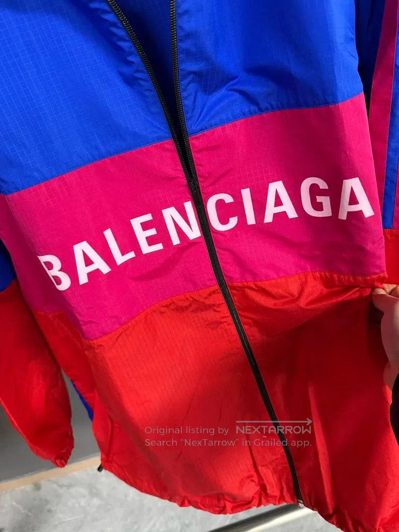 Balenciaga Balenciaga Red and Blue Patchwork Large Logo Windbreaker Size XS / US 0-2 / IT 36-38 - 4 Thumbnail