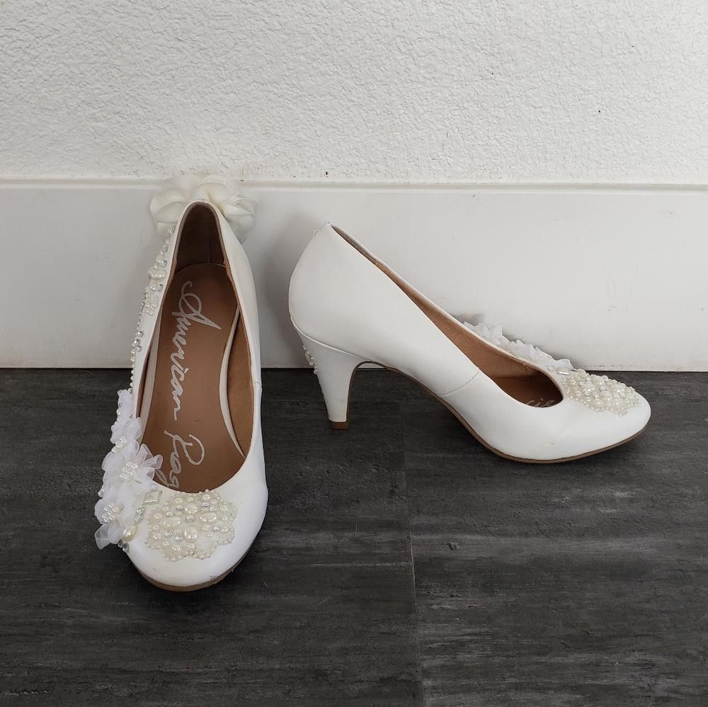 American Rag White Custom Bling Detailed American Rag Heels Size US 7.5 / IT 37.5 - 1 Thumbnail