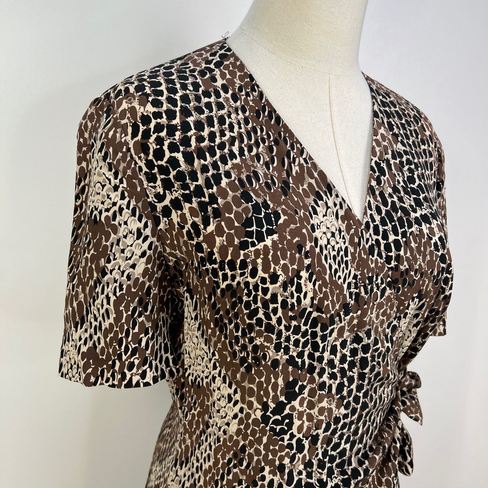 Adrianna Papell Adrianna Papell Silk Snake Print Midi Dress Brown Size L / US 10 / IT 46 - 2 Thumbnail