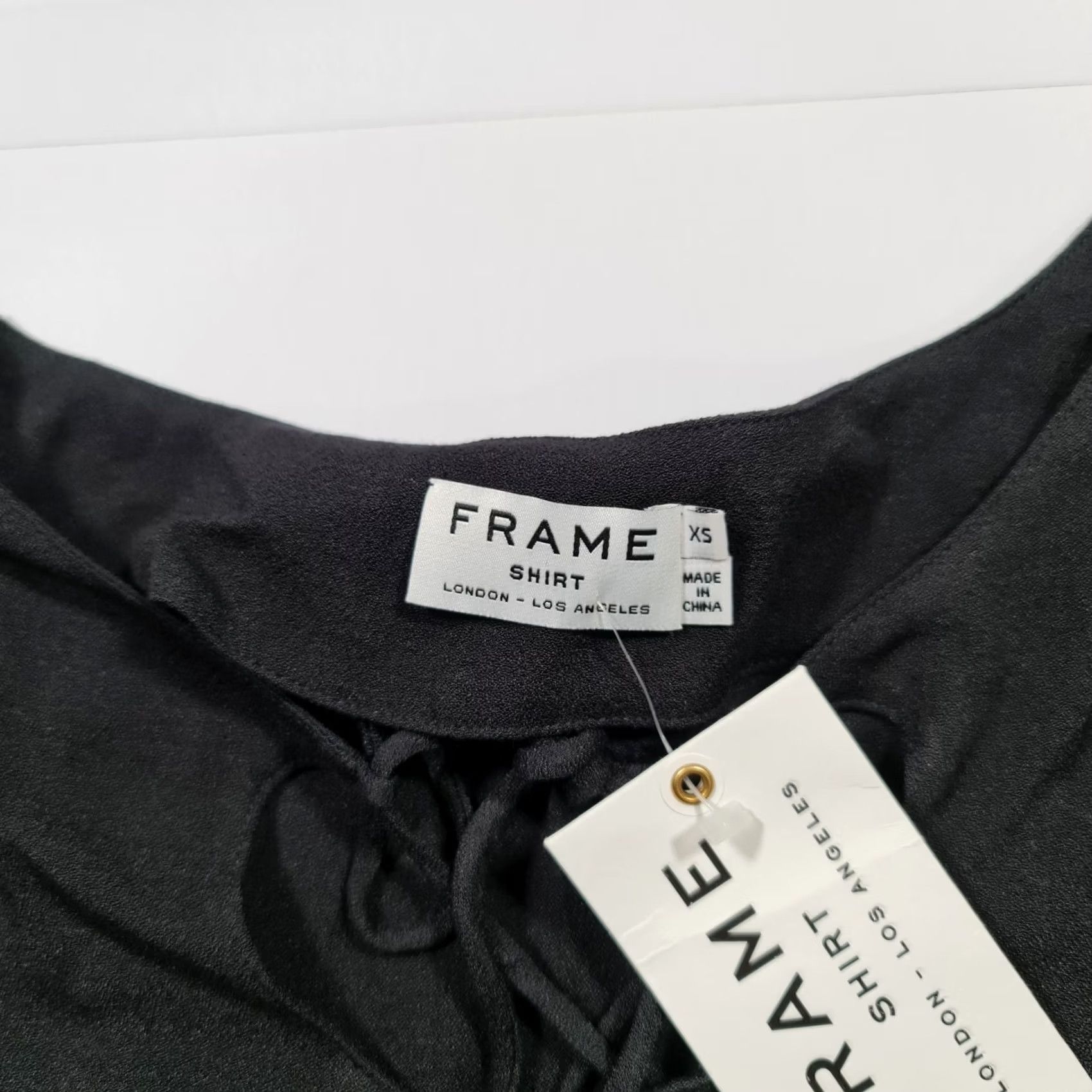 Frame FRAME Womens Top Black XS 3/4 Sleeve Lightweight Relaxed Fit Blouse Top Size XS / US 0-2 / IT 36-38 - 3 Thumbnail