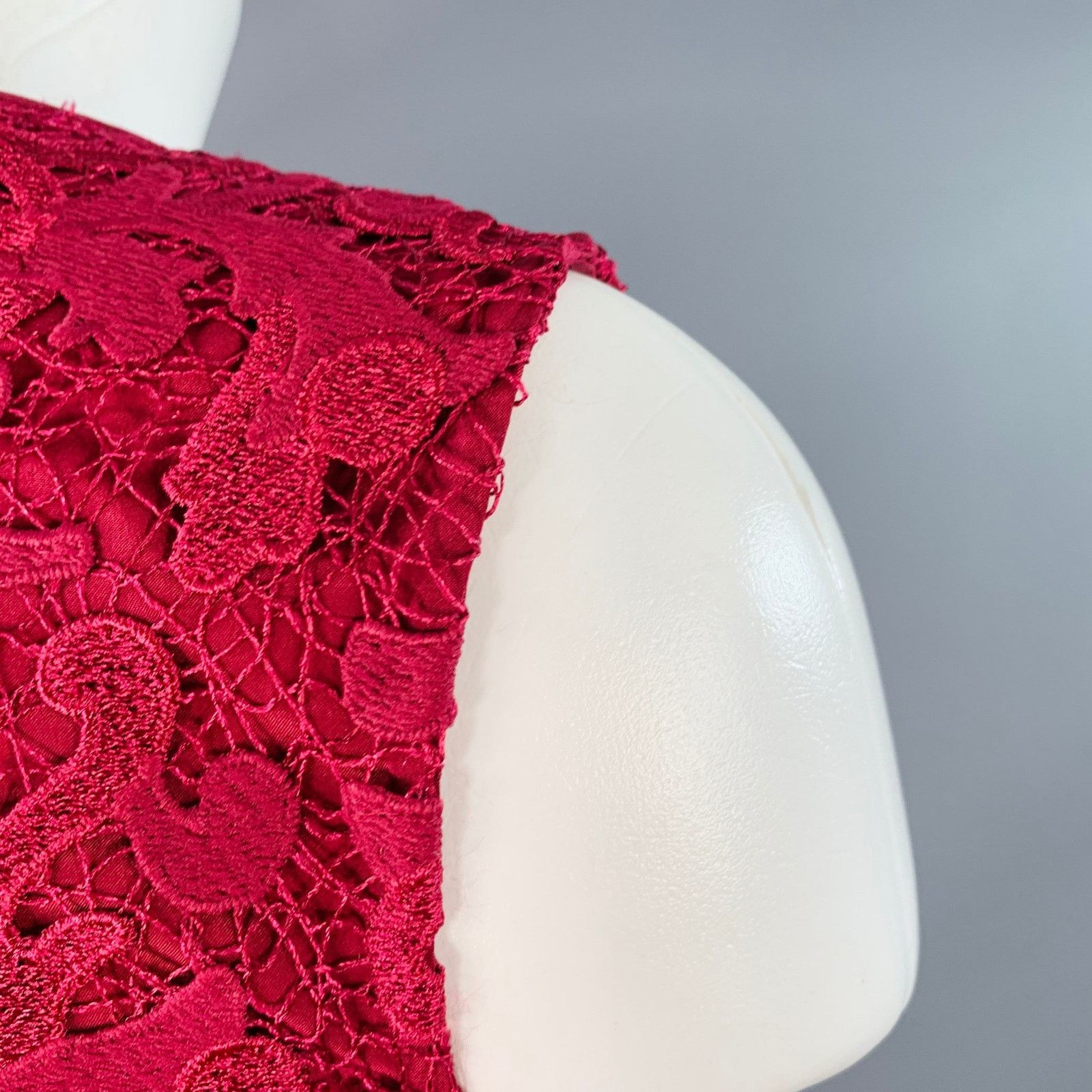 Oscar De La Renta Size 2 Burgundy Polyester Peplum Sleeveless Dress Top Size XS / US 0-2 / IT 36-38 - 6 Thumbnail