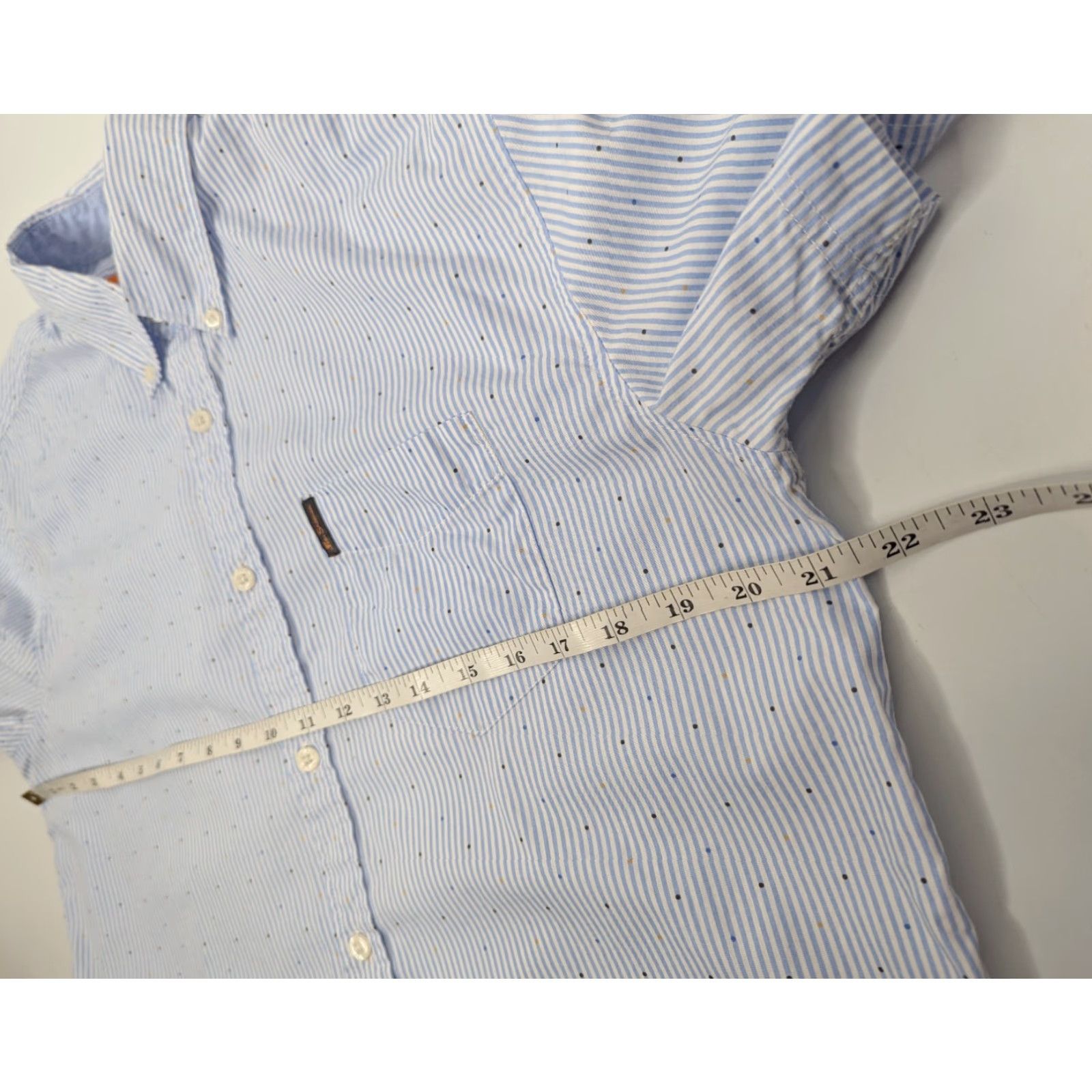 Ben Sherman Ben Sherman Shirt Large White Blue Striped Button Down Short Sleeve Size US L / EU 52-54 / 3 - 7 Thumbnail