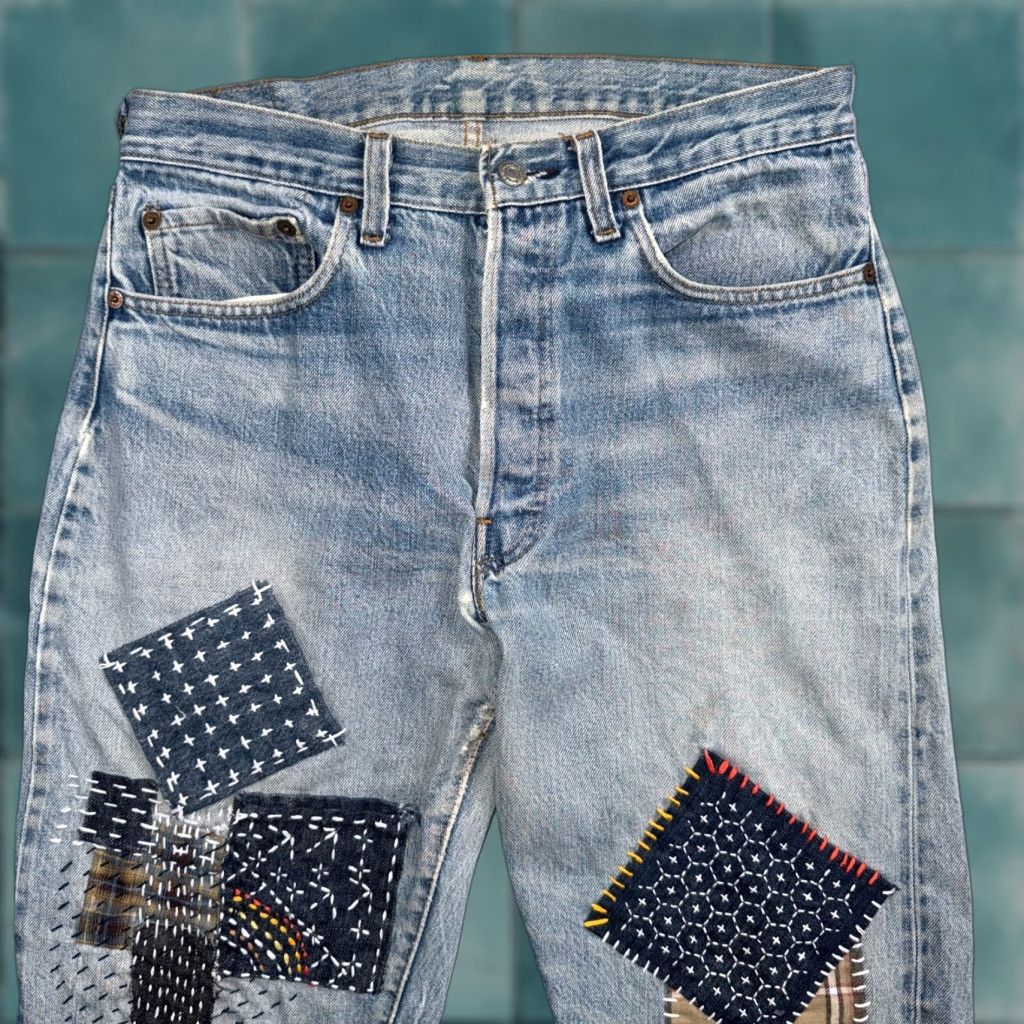 Levi's Levis 501 Vintage 80s Redline Selvedge Jeans Light Wash 34x32 30x? USA XX Button Fly Men Regular Denim Cotton Size US 34 / EU 50 - 1 Thumbnail