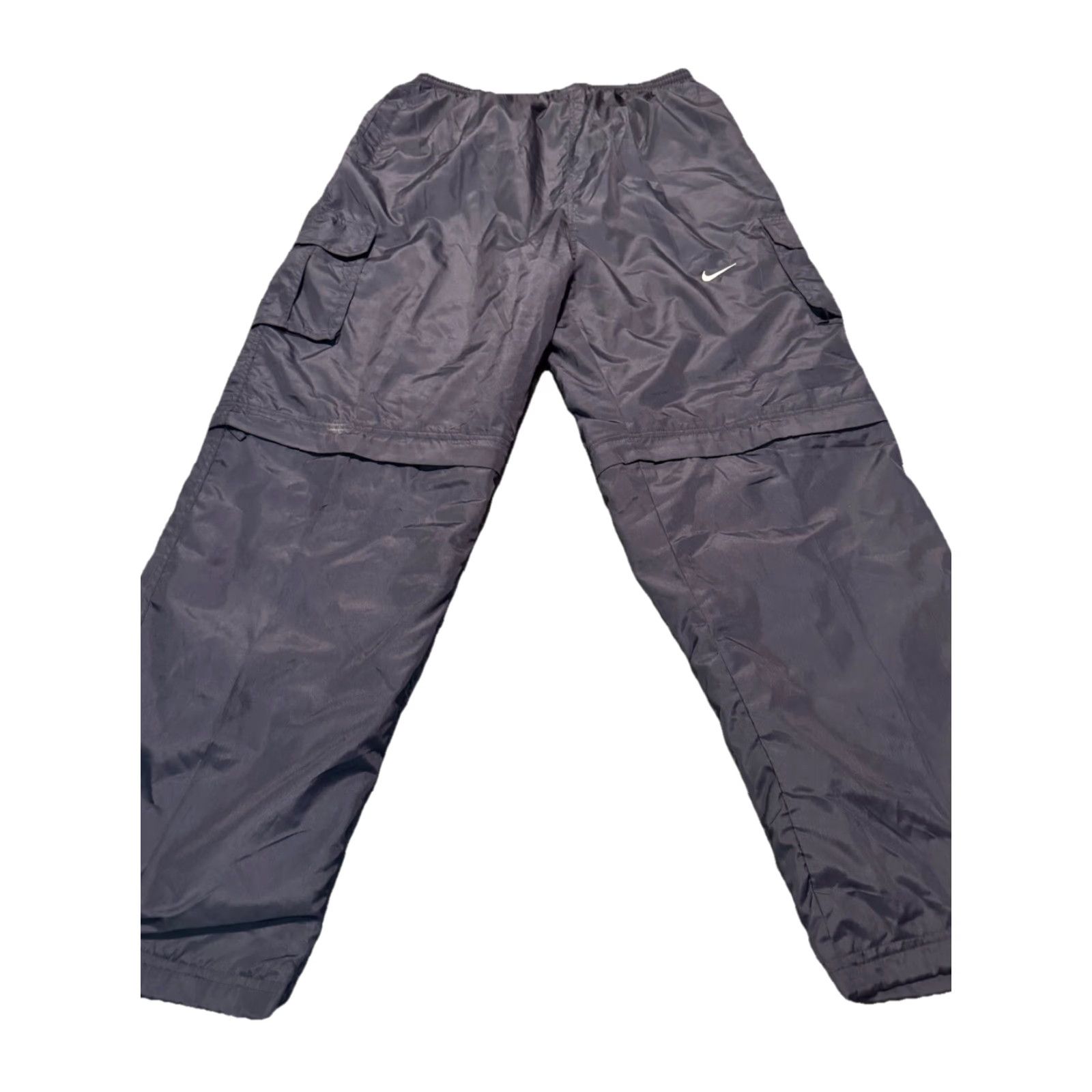 Nike VINTAGE Nike Mens Black Cargo Pants/Shorts Windbreaker 90s Baggy L/XL Wind Pants Size US 33 - 2 Thumbnail
