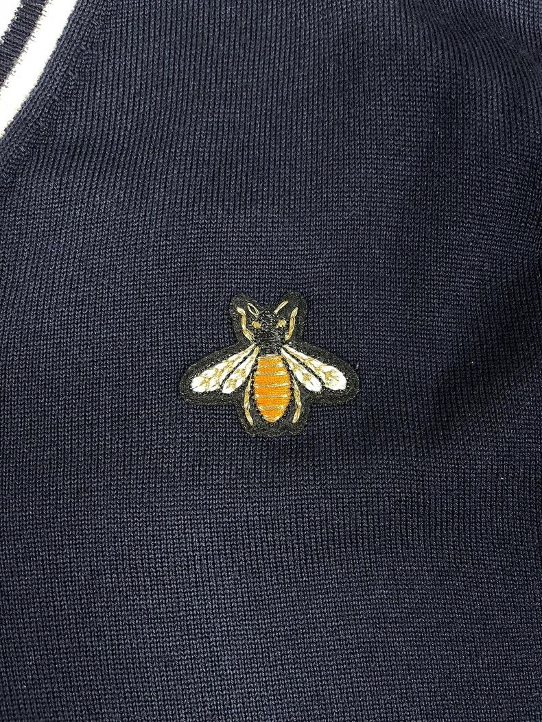 Gucci Gucci Blue and white striped embroidered little bee wool lo Size US M / EU 48-50 / 2 - 4 Thumbnail