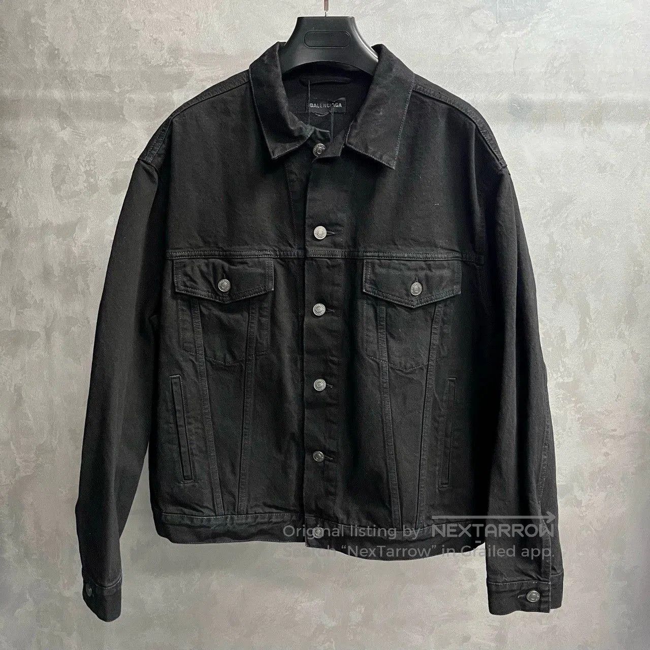 Balenciaga black crystal logo denim jacket by balenciaga. Size US M / EU 48-50 / 2 - 1 Thumbnail