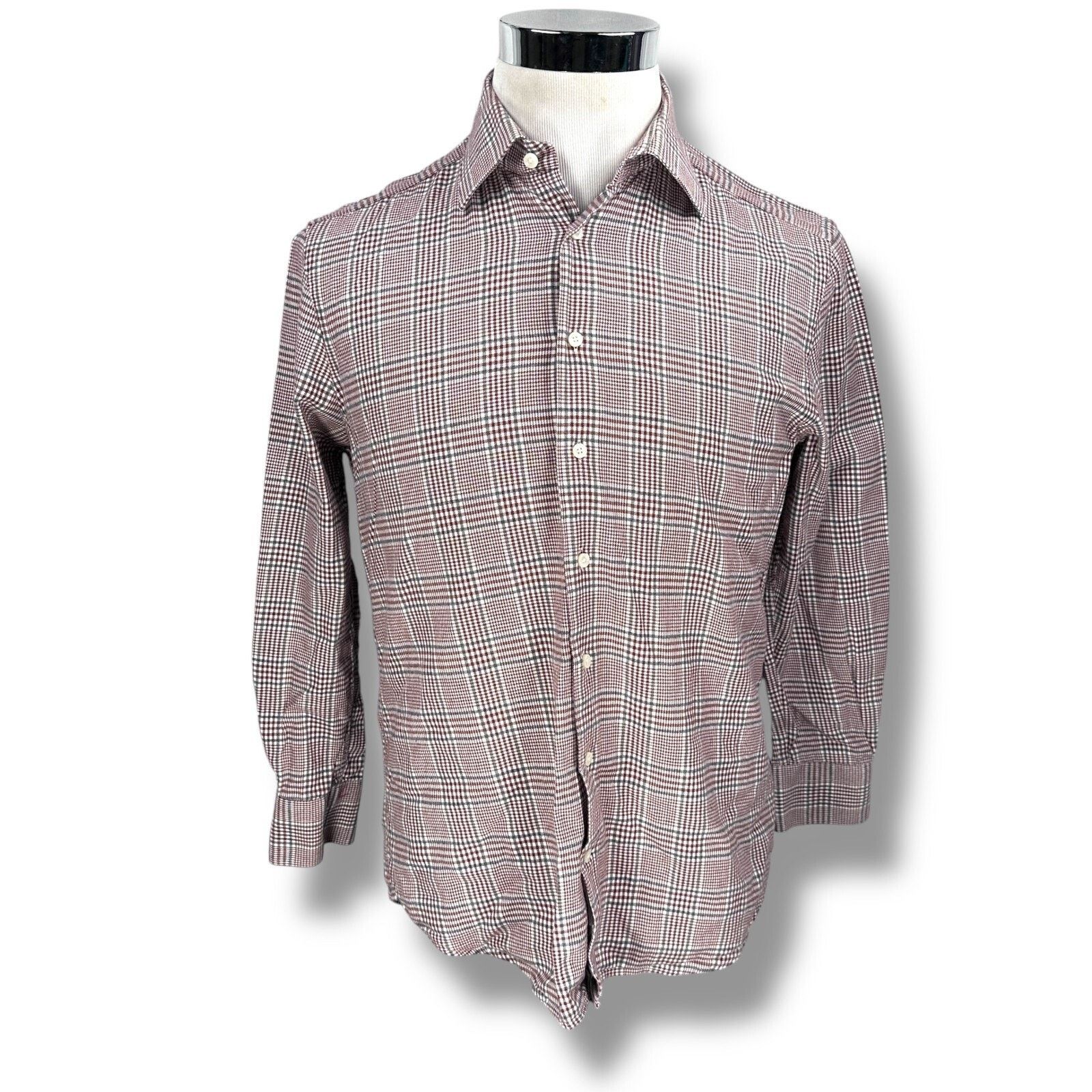 Suitsupply Suitsupply Dress Shirt Mens 15 3/4 Reddish Brown Check Size US M / EU 48-50 / 2 - 1 Thumbnail