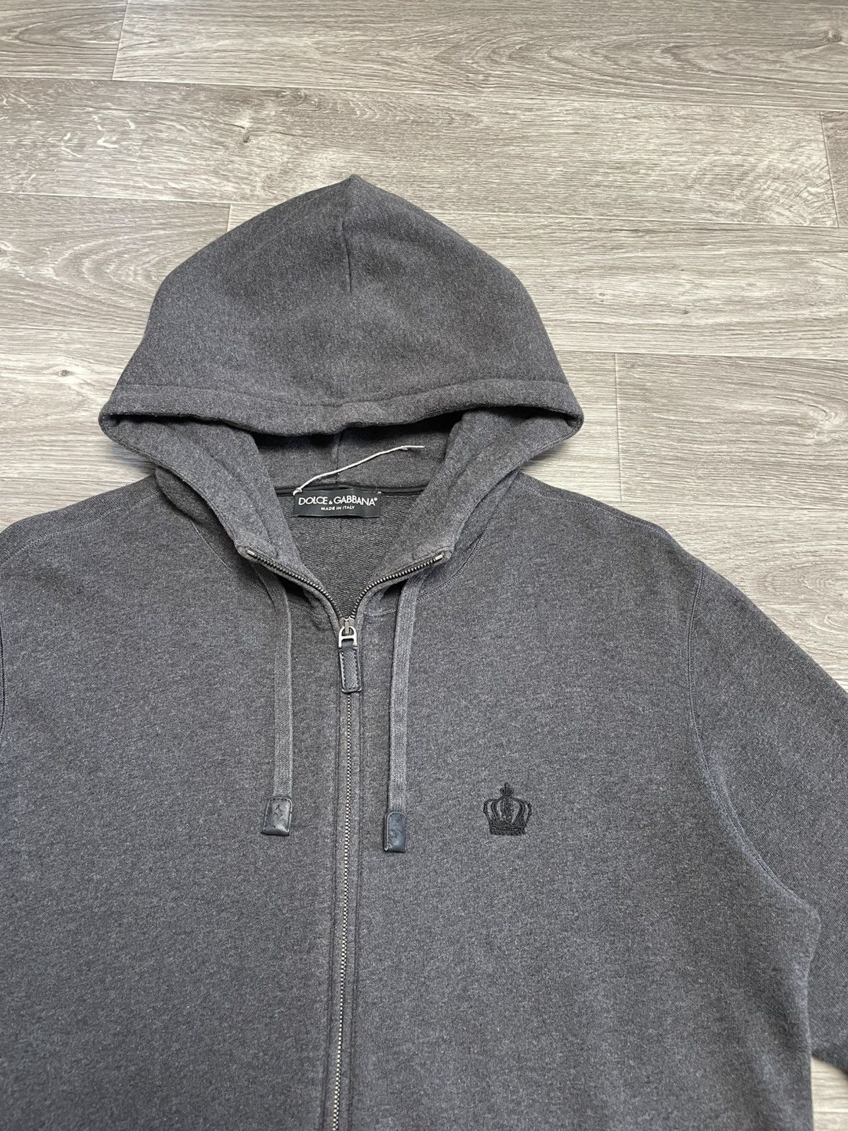 Dolce & Gabbana Dolce Gabbana Embroidered Crown Logo Zip-Up Hoodie Gray Size US L / EU 52-54 / 3 - 2 Thumbnail
