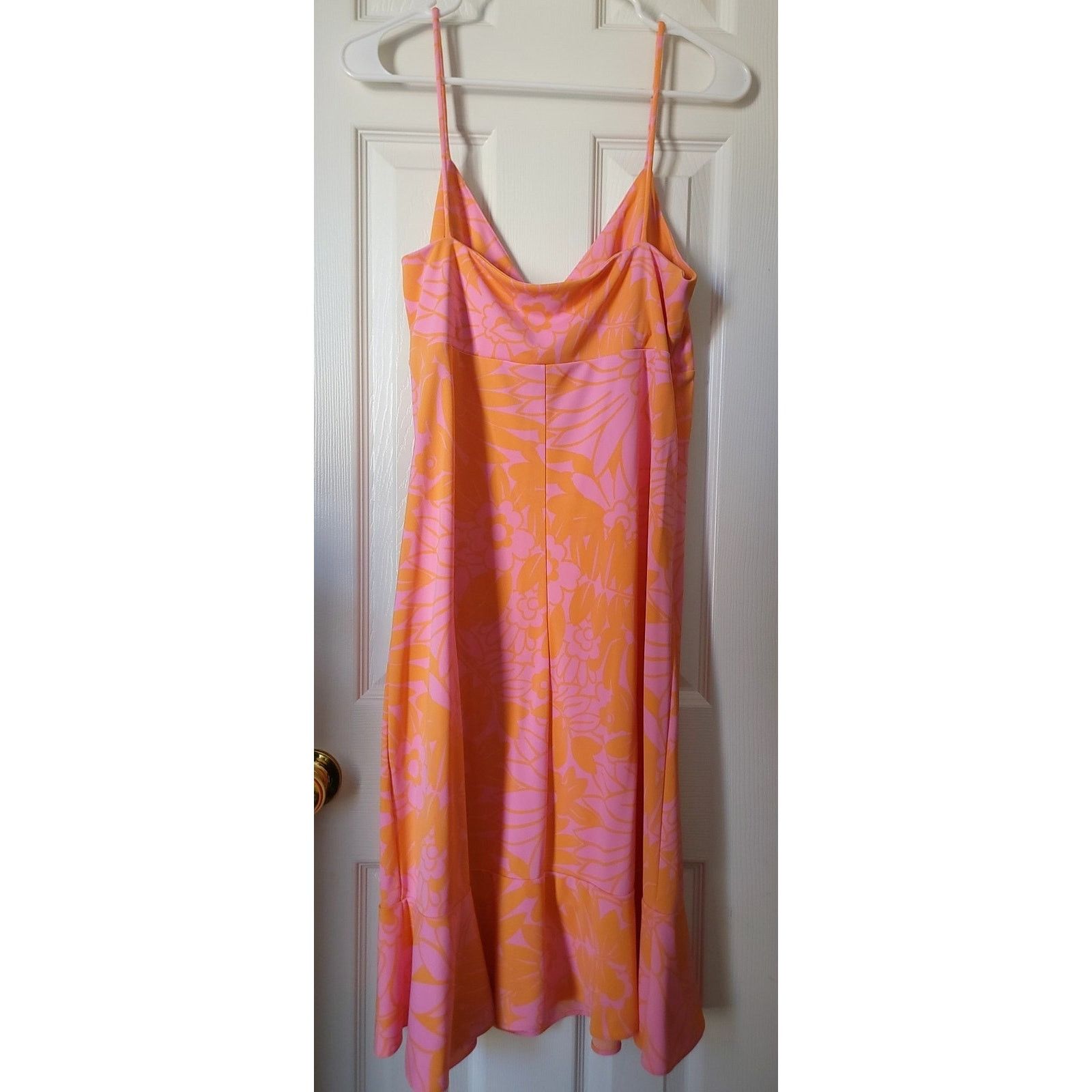 Michael Kors Michael Kors Women’s Pink Orange Floral Slip Dress – Size L Size L / US 10 / IT 46 - 3 Thumbnail