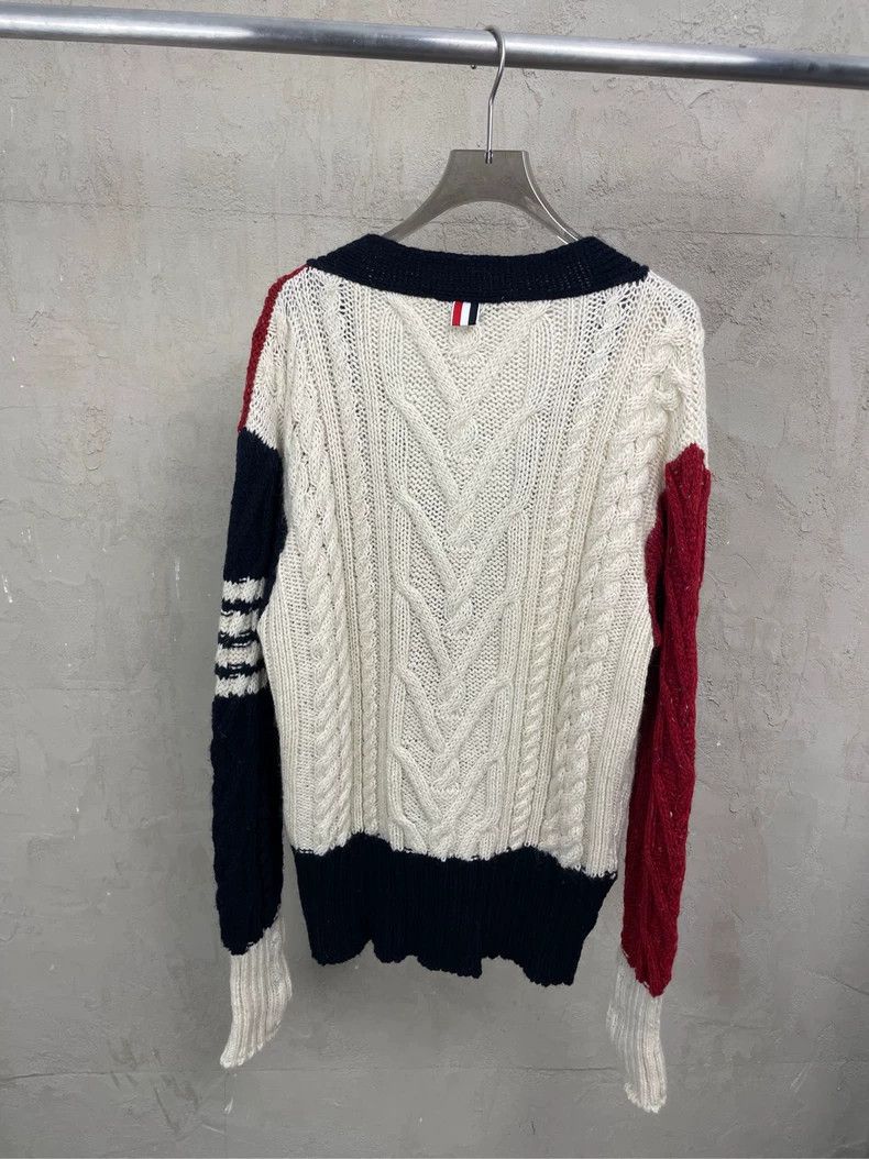 Thom Browne Thom Browne American red and Tibetan blue blended wool swe Size US L / EU 52-54 / 3 - 2 Thumbnail