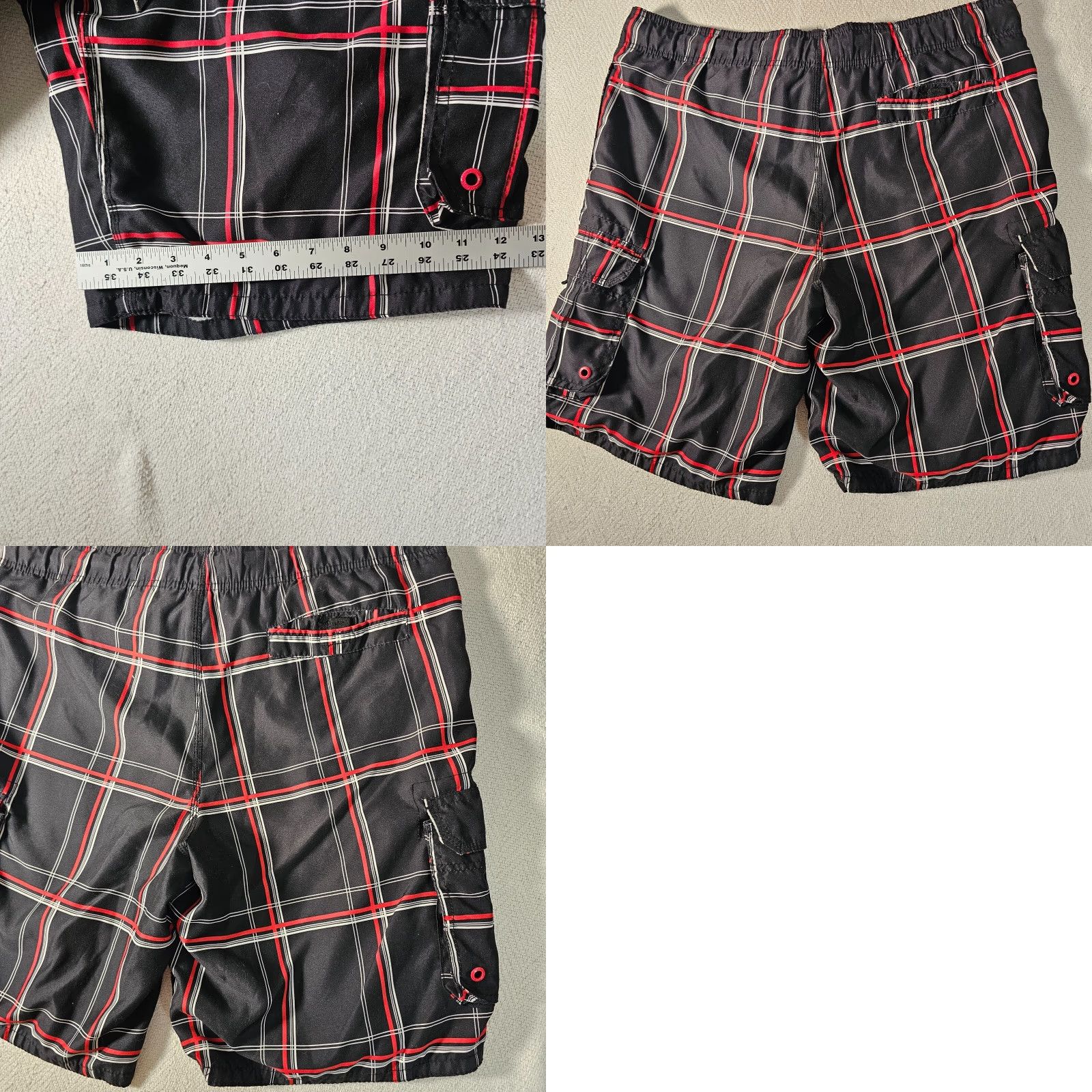 Ocean Pacific OP Ocean Pacific Swim Trunks Board Shorts Men's Black Plaid Size L 36-38 Size US 33 - 8 Thumbnail