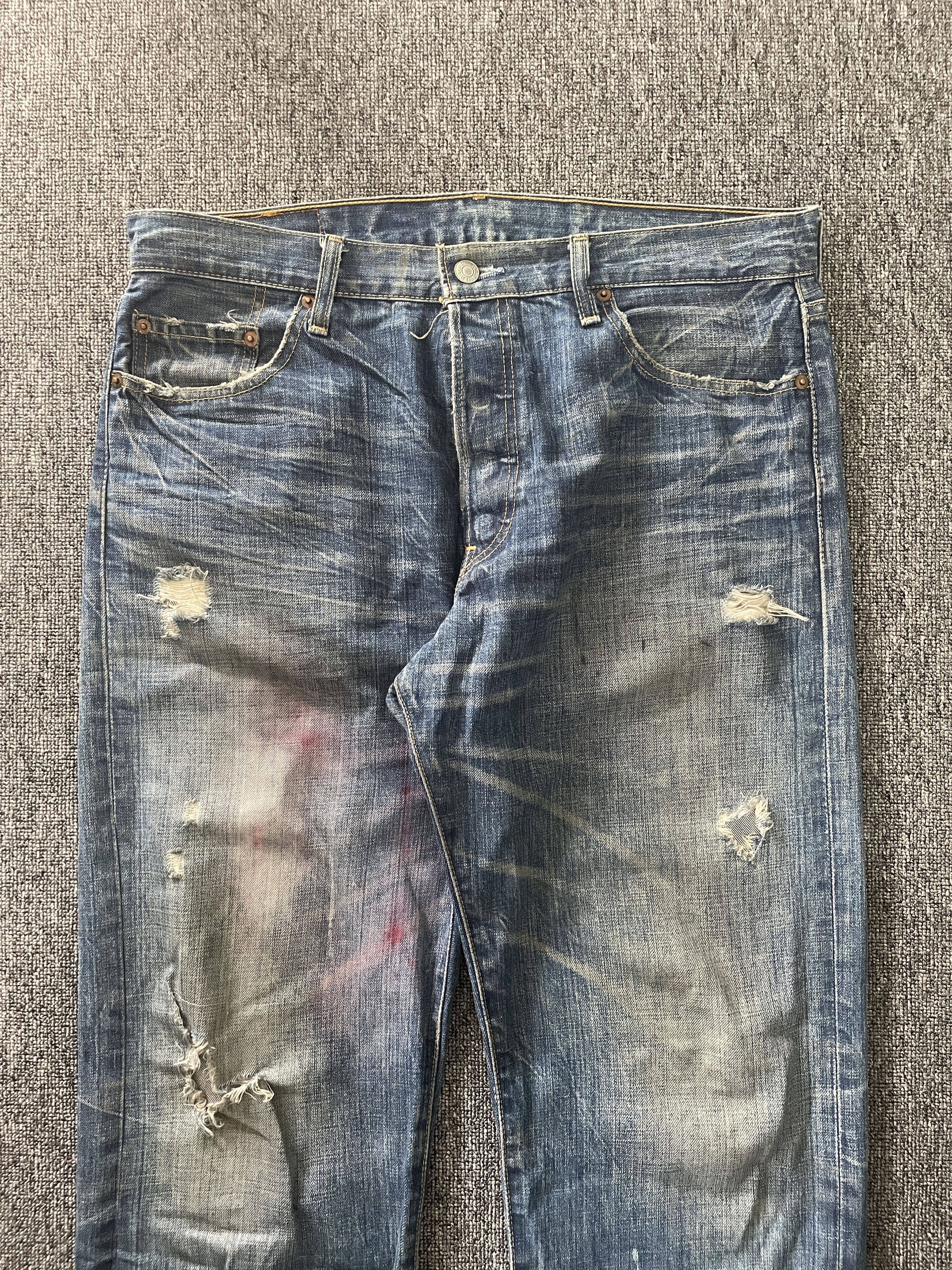 Levi's 00s Levis 501 Jeans W34 Distressed Faded Button Fly Denim Size US 34 / EU 50 - 2 Thumbnail