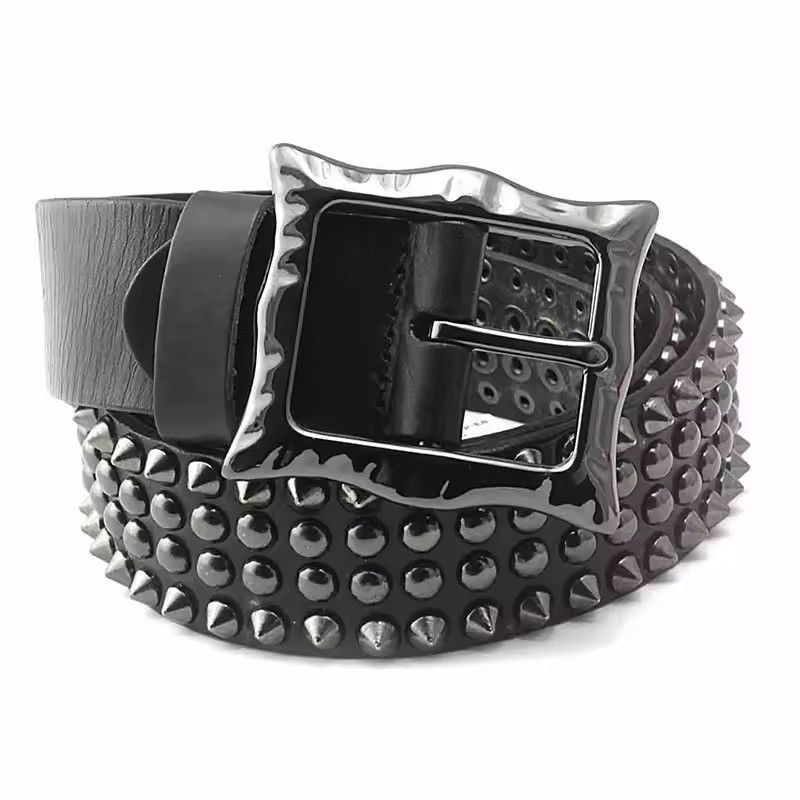 Japanese Brand 105 cm Men Spike Rivet Studded Belt Size ONE SIZE - 5 Thumbnail