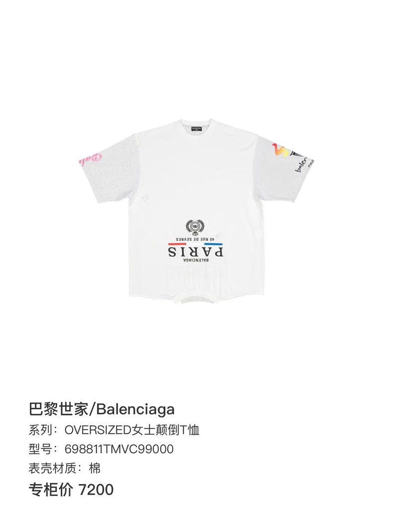 Balenciaga Balenciaga Inverted printed patchwork short sleeves Size US S / EU 44-46 / 1 - 6 Thumbnail