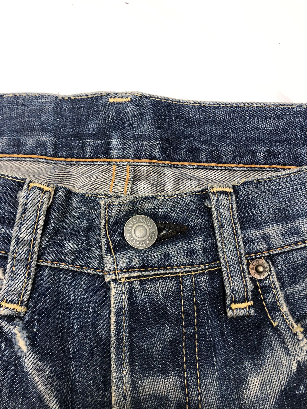 Kapital 🔥LEVIS 501 BIG E SELVEDGE DISTRESS DENIM JEANS Size US 29 - 12 Thumbnail