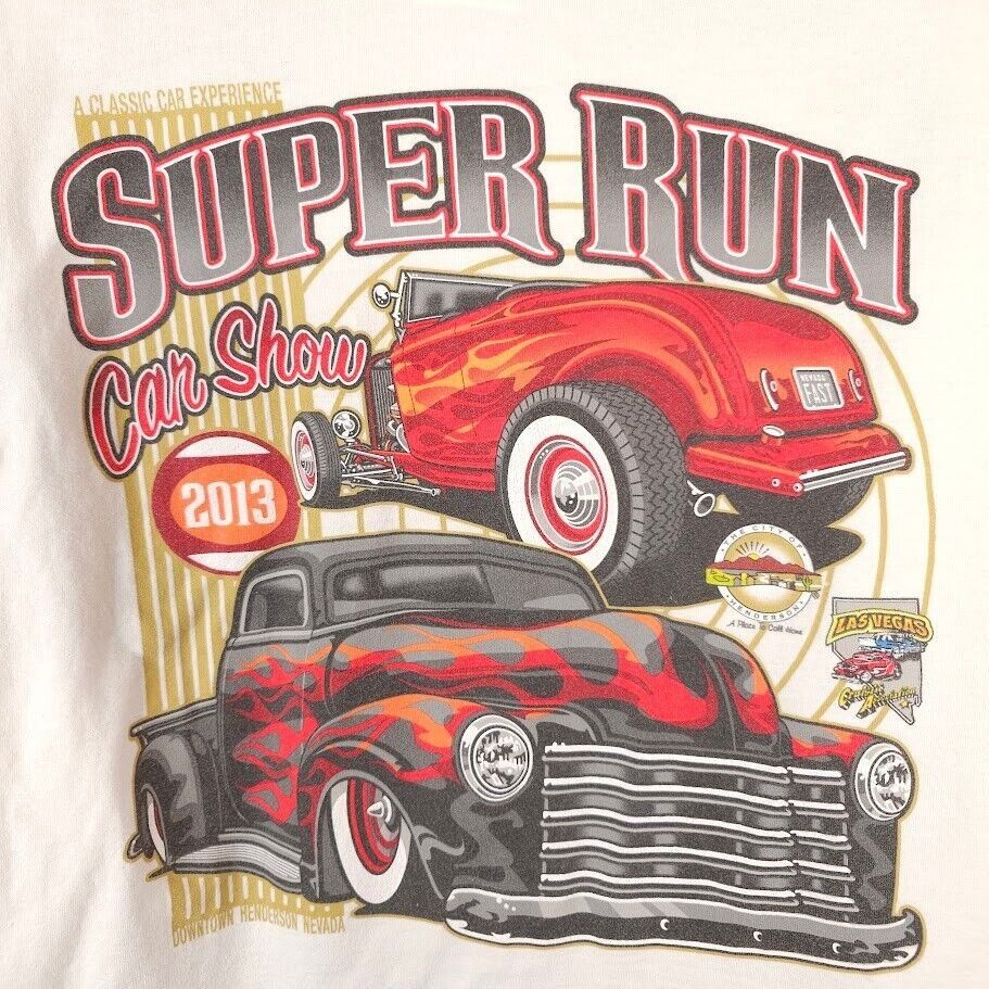 Hanes Super Run Car Show T Shirt Mens Size XL Cream 2013 Las Vegas Size US XL / EU 56 / 4 - 4 Thumbnail