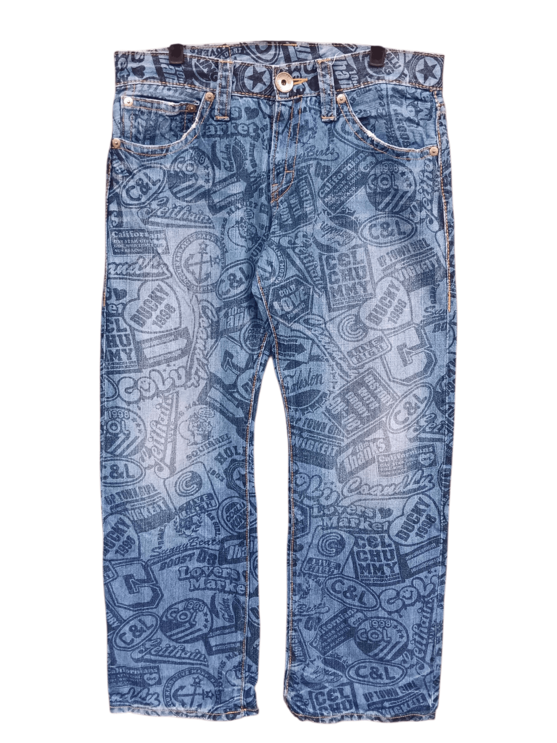 Vintage Vintage Co&Lu alloverprint denim pants Size US 33 - 1 Thumbnail