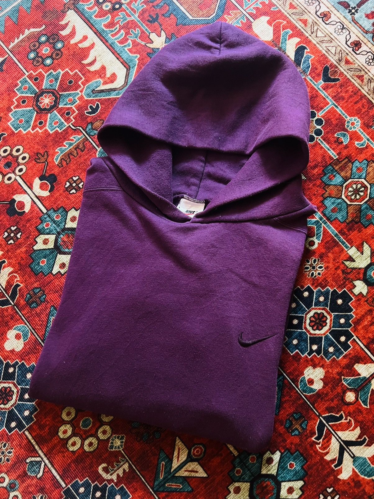 Nike Vintage 90s Nike Deep Purple Embroidered Pullover Hoodie Size US M / EU 48-50 / 2 - 4 Thumbnail