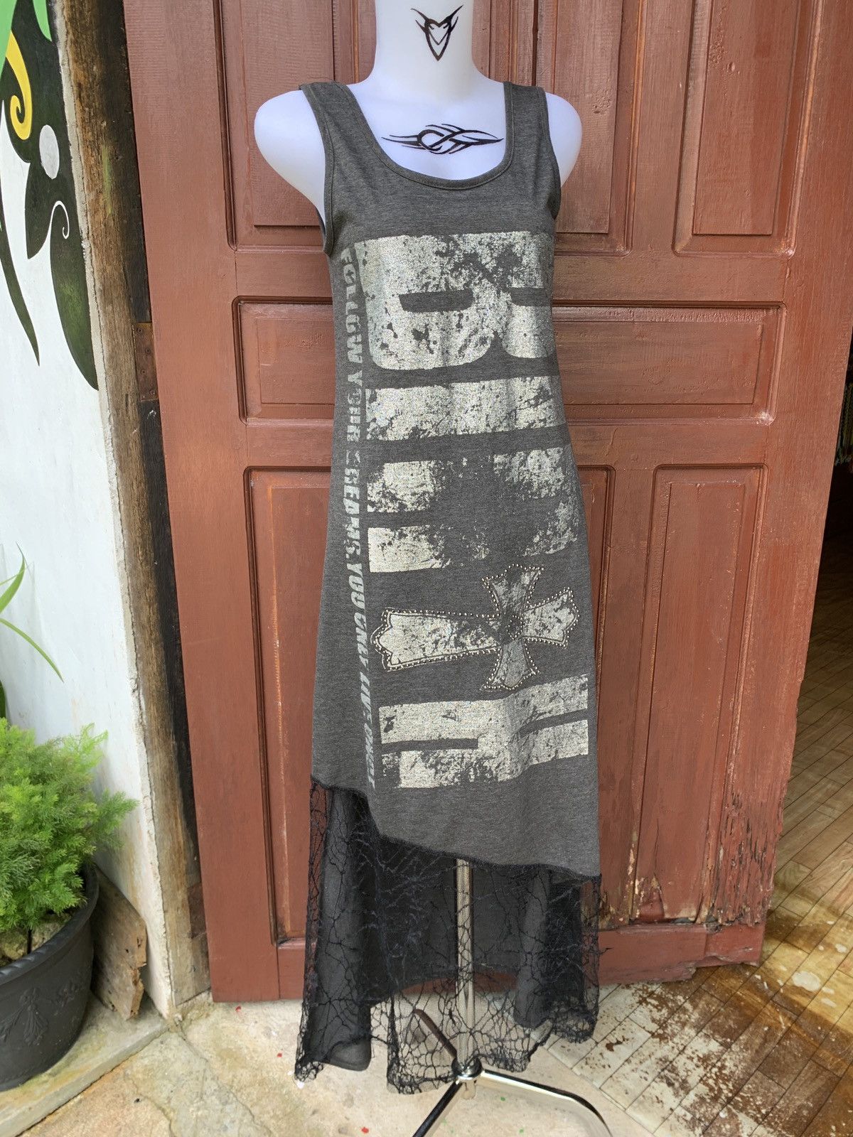 14th Addiction × 20471120 × Japanese Brand y2k Rich or Die Goth Cross Avant Garde Tank Style Long Dress Size S / US 4 / IT 40 - 2 Thumbnail