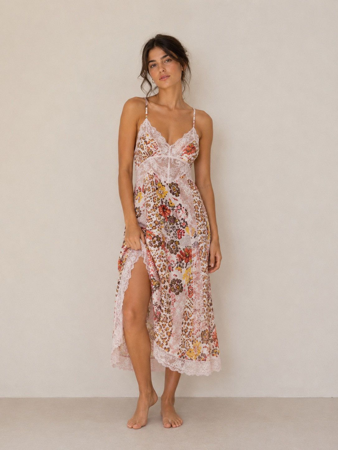 free people right now midi slip dress Free People Someone Like You Midi Slip Dress in Navy Combo