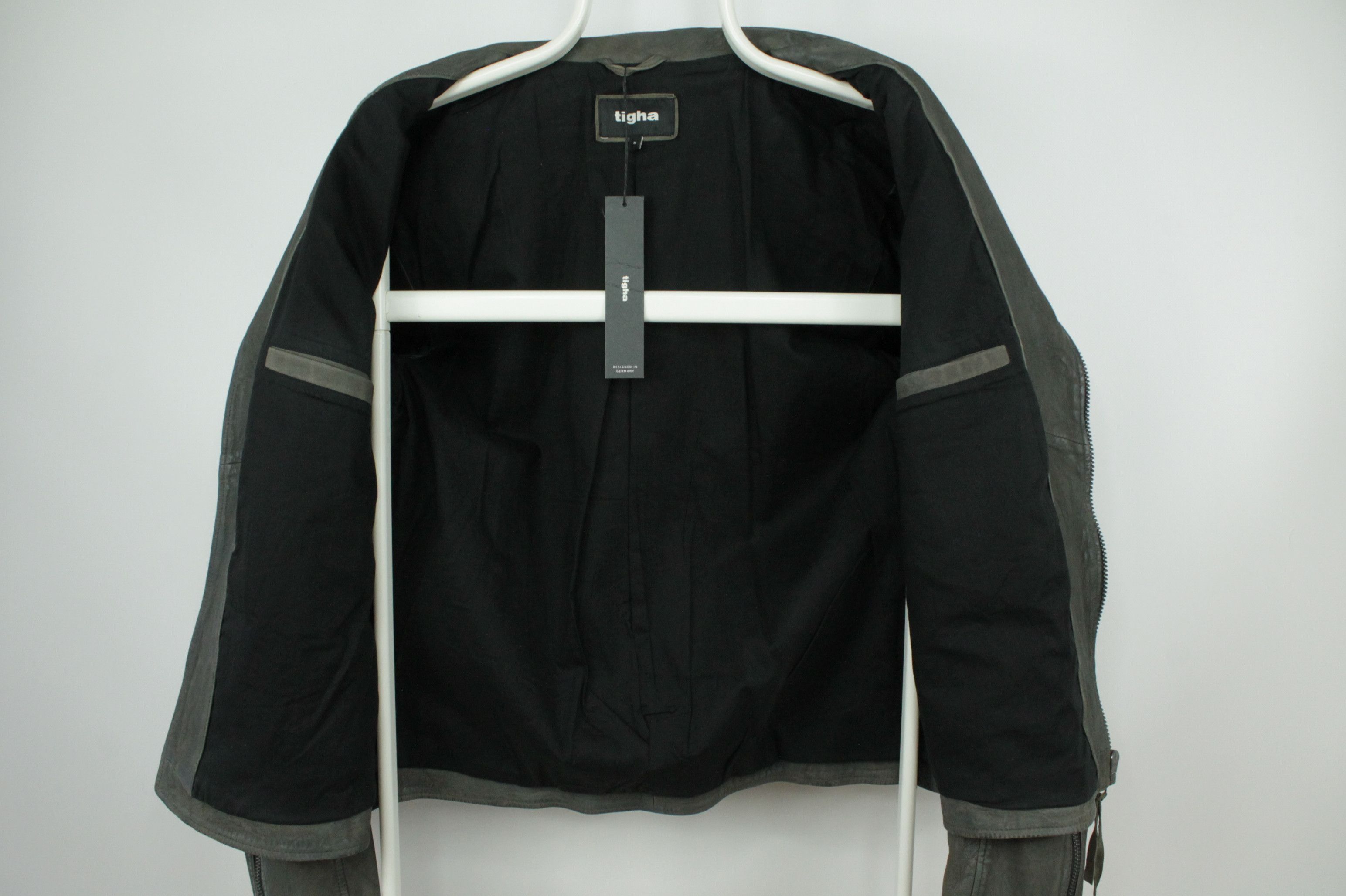 tigha Tigha Stone Gray Leather Biker Jacket Size US M / EU 48-50 / 2 - 8 Thumbnail