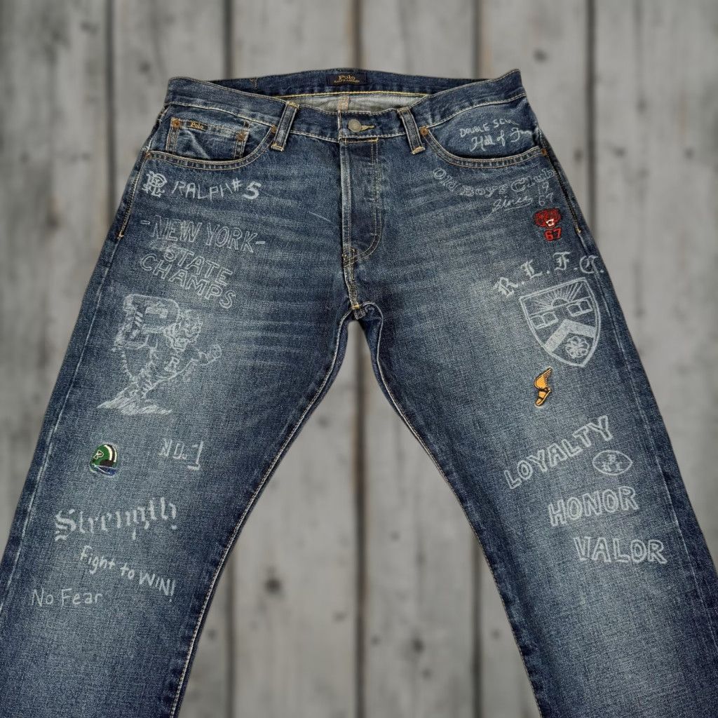 Polo Ralph Lauren Polo Ralph Lauren Varick Slim Straight Jeans Men 33x30 Blue Patchwork Denim Pants Size US XS / EU 42 / 0 - 1 Thumbnail